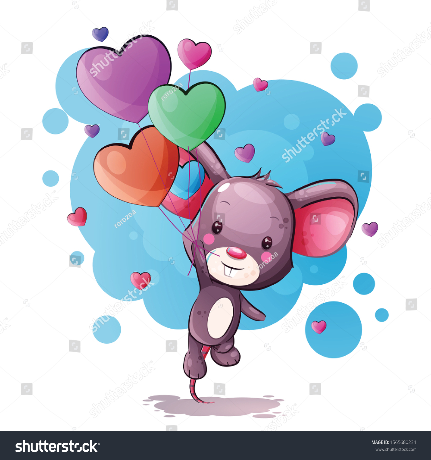 Cute Cartoon Baby Mouse Heart Balloons Stock Vector Royalty Free Cute Cartoon Baby Mouse Heart Balloons Stock Vector Royalty Free