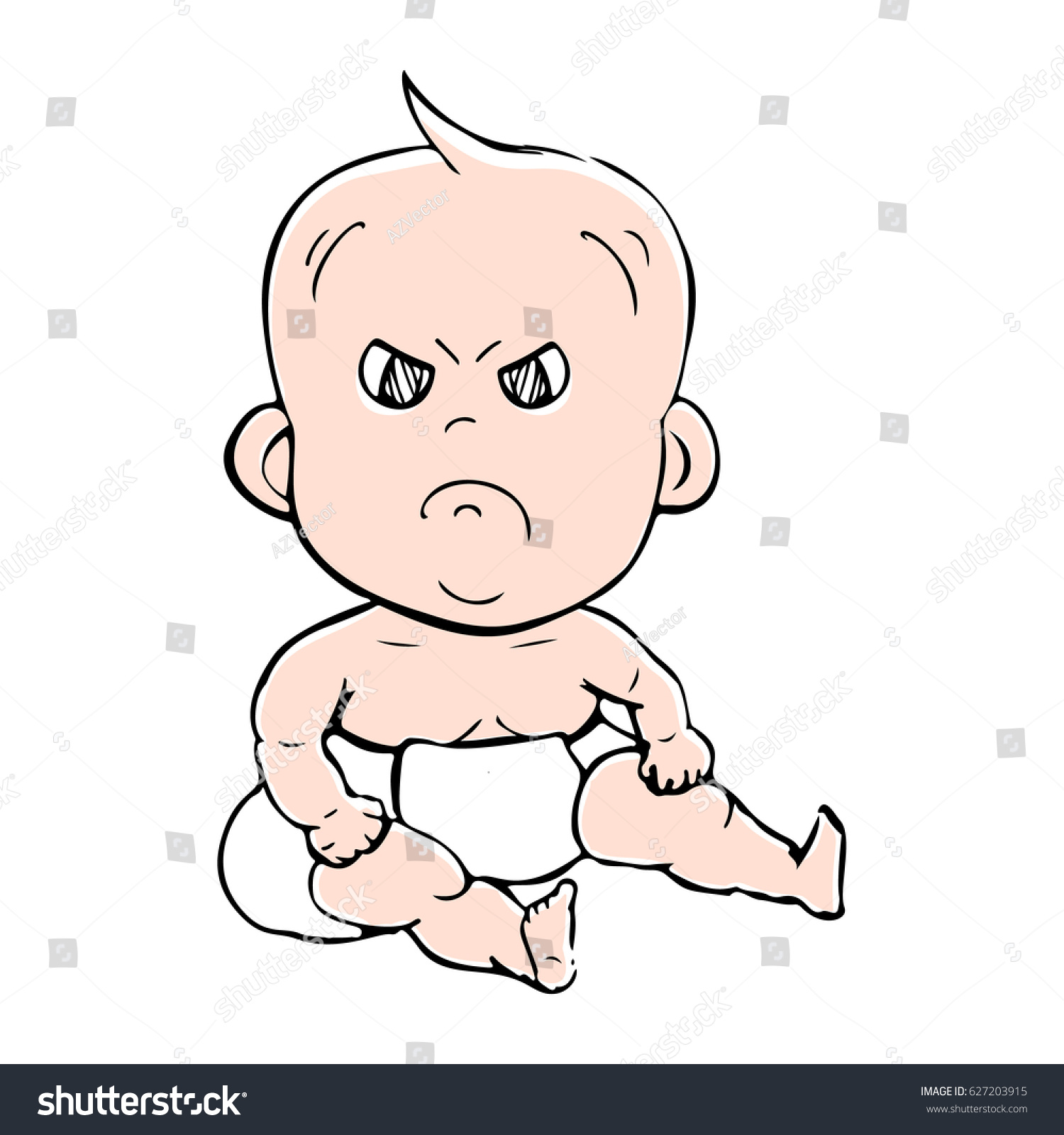 Cute Cartoon Baby Pouting Stock Vector 627203915 - Shutterstock