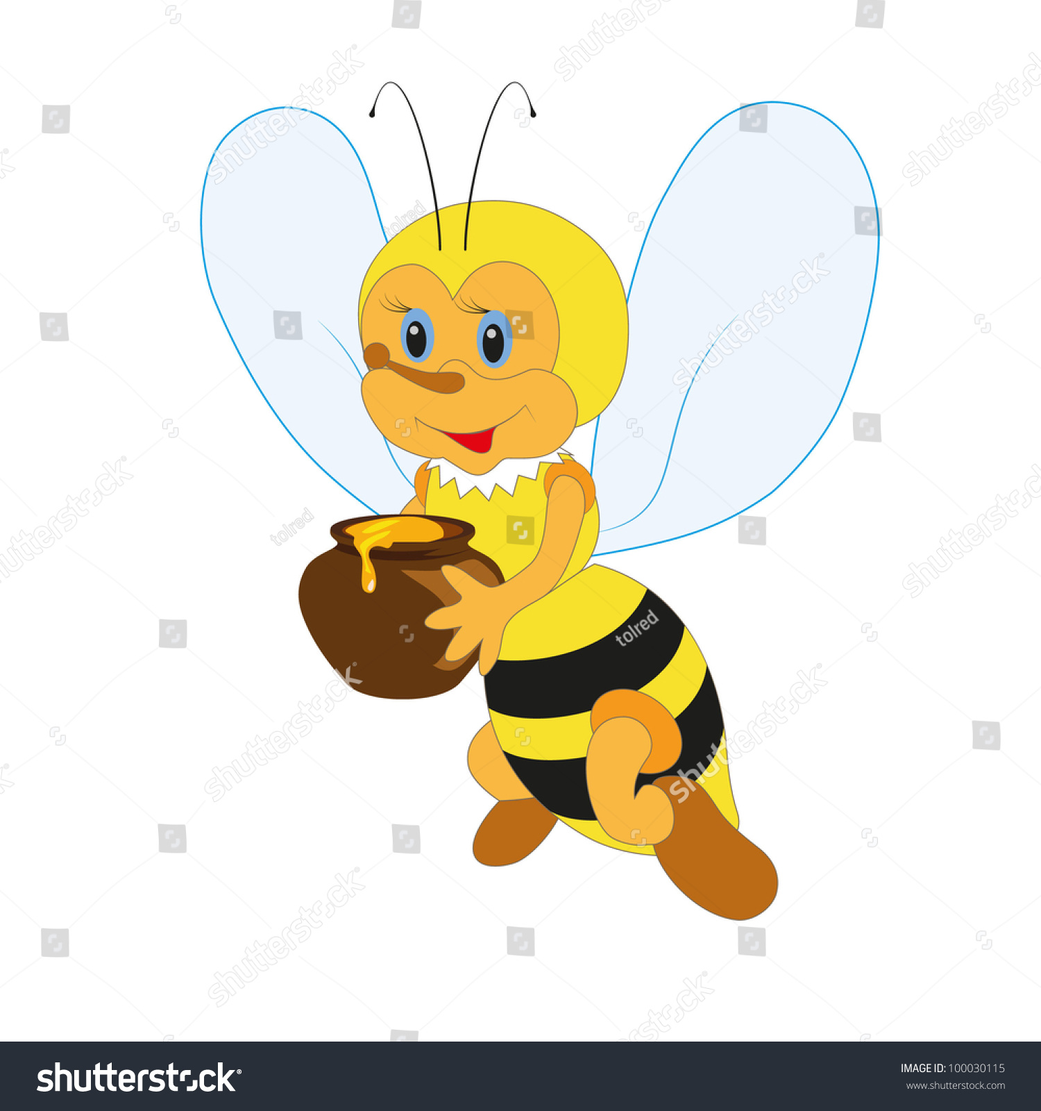 Cute Cartoon Bee Honey Stock Vector 100030115 - Shutterstock