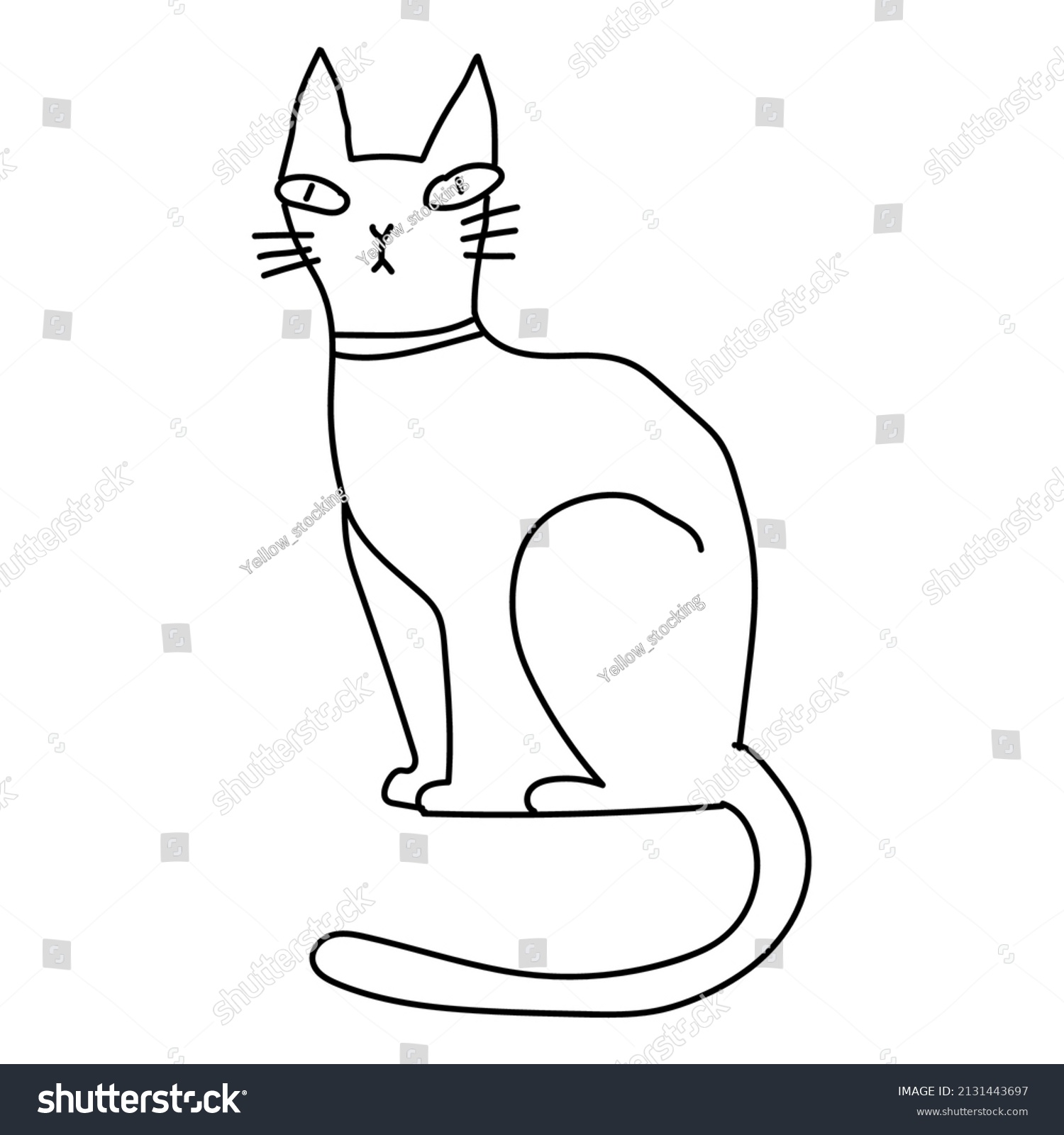 Cute Cartoon Black Cat Isolated On Stock Vector (Royalty Free ...