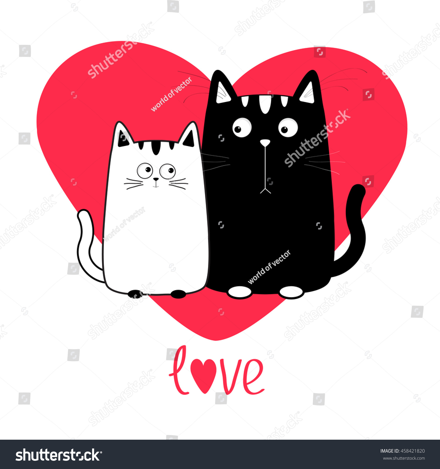 Cute Cartoon Black White Cat Boy Stock Vector (Royalty Free) 458421820