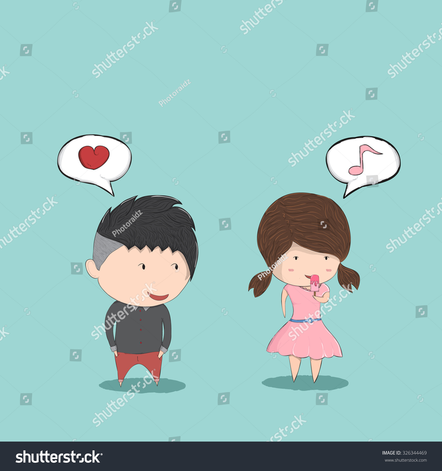 Cute Cartoon Boy Girl Couple Love Stock Vector Royalty Free