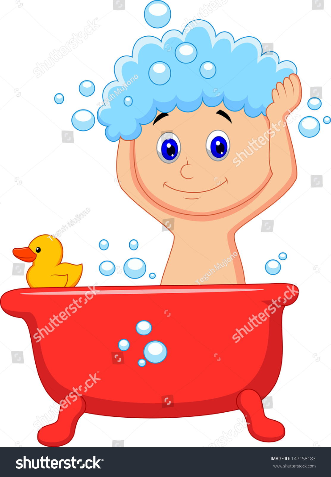 Cute Cartoon Boy Having Bath Stock Vector 147158183 - Shutterstock
