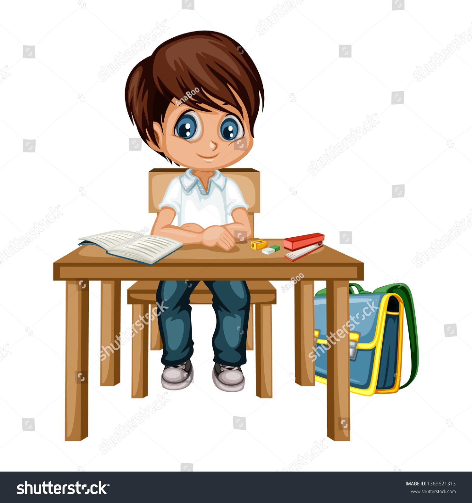 Featured image of post Anime Boy Sitting At Desk I sat at my desk as he wrote things out that he needed me to check over