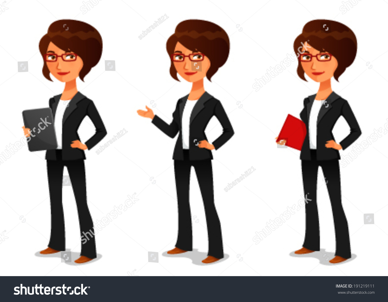 Cute Cartoon Businesswoman In Elegant Suit Stock Vector Illustration ...