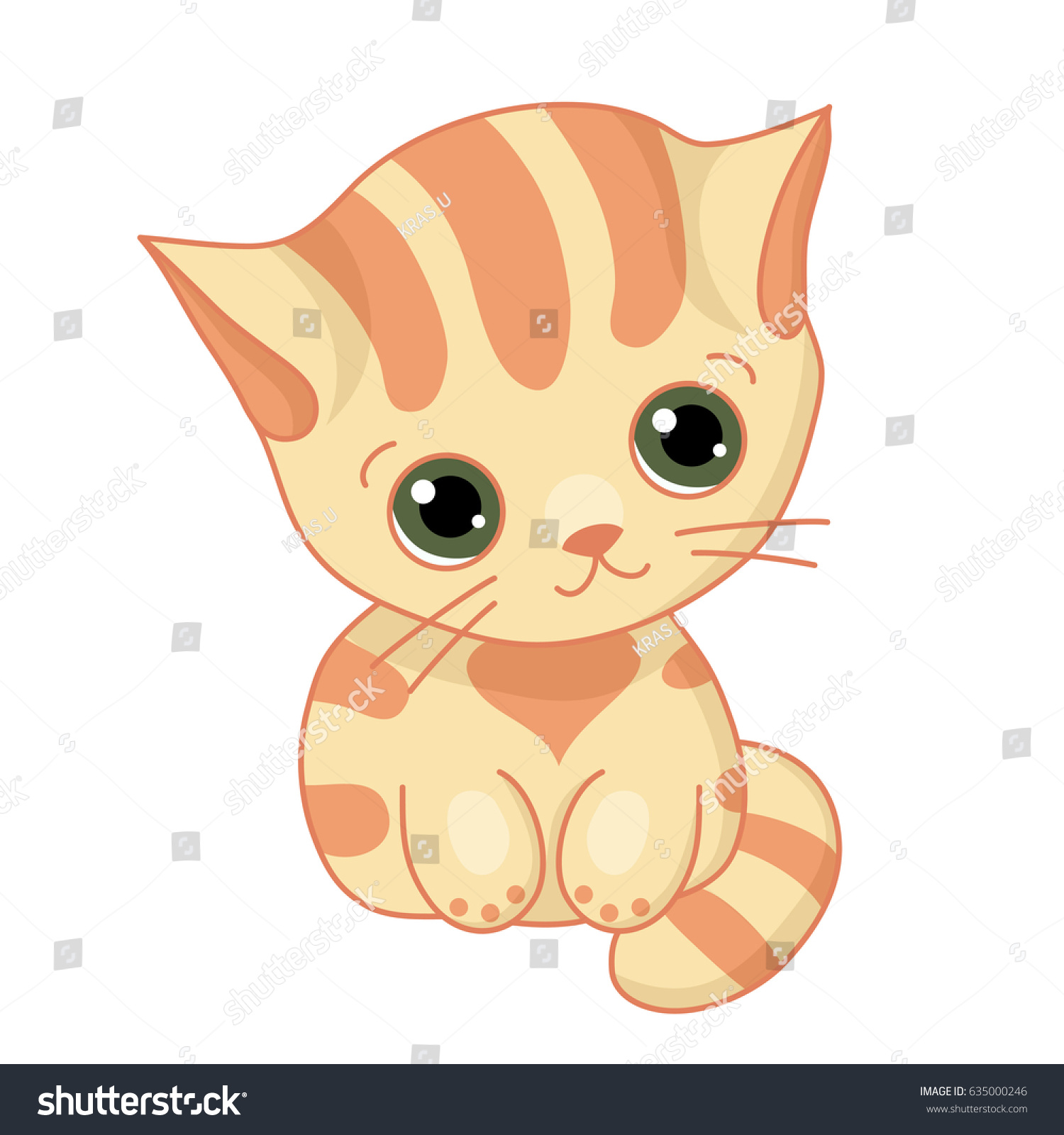 Cute Cartoon Cat Kawaii Style Isolated Stock Vector 635000246 Shutterstock