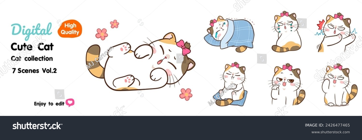 SVG of Cute cartoon cat, many designs to choose from. svg
