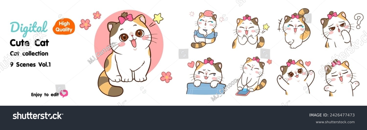 SVG of Cute cartoon cat, many designs to choose from. svg