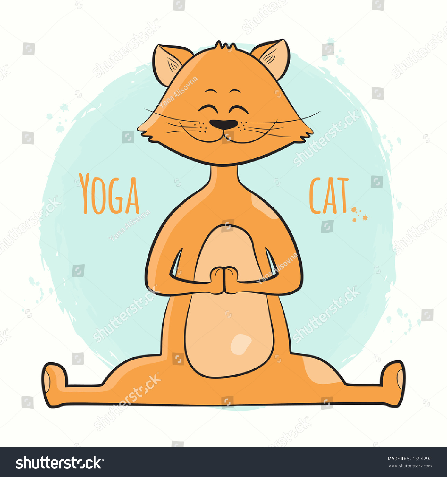 Cute Cartoon Cat Standing Yoga Pose Stock Vector (Royalty Free) 521394292