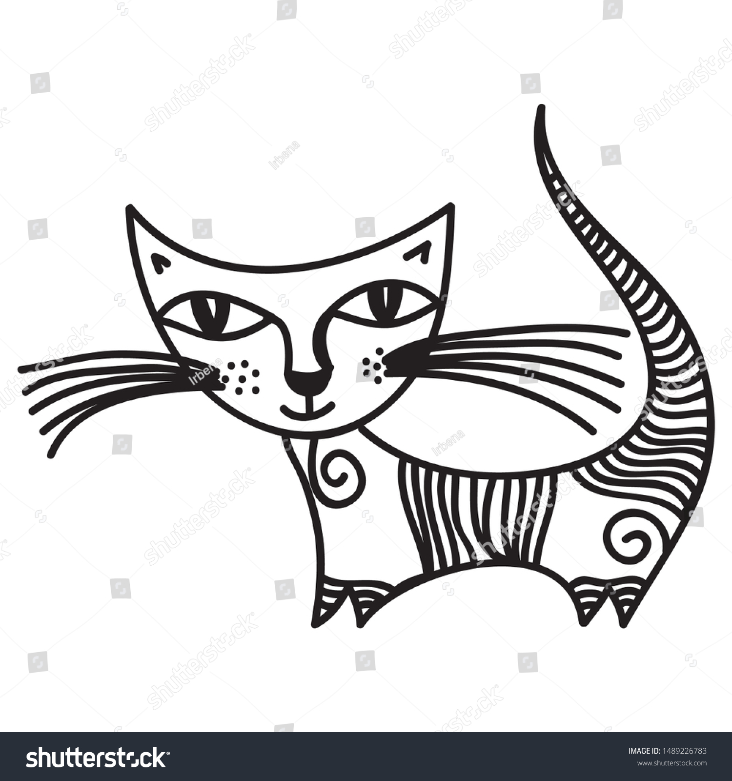 Cute Cartoon Cat Vector Illustration Stock Vector (Royalty Free) 1489226783