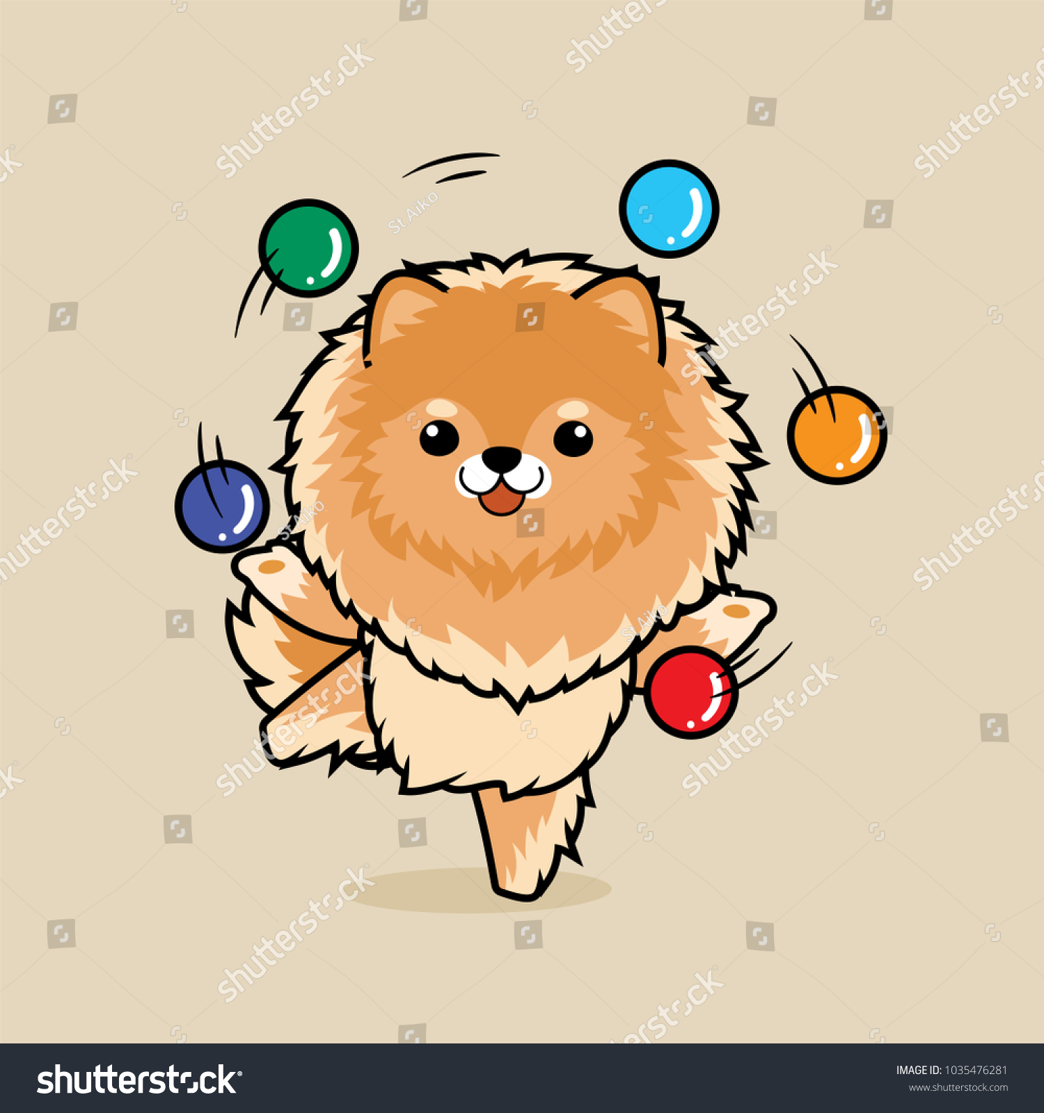 Cute Cartoon Character Design Pomeranian Dog のベクター画像素材 ロイヤリティフリー