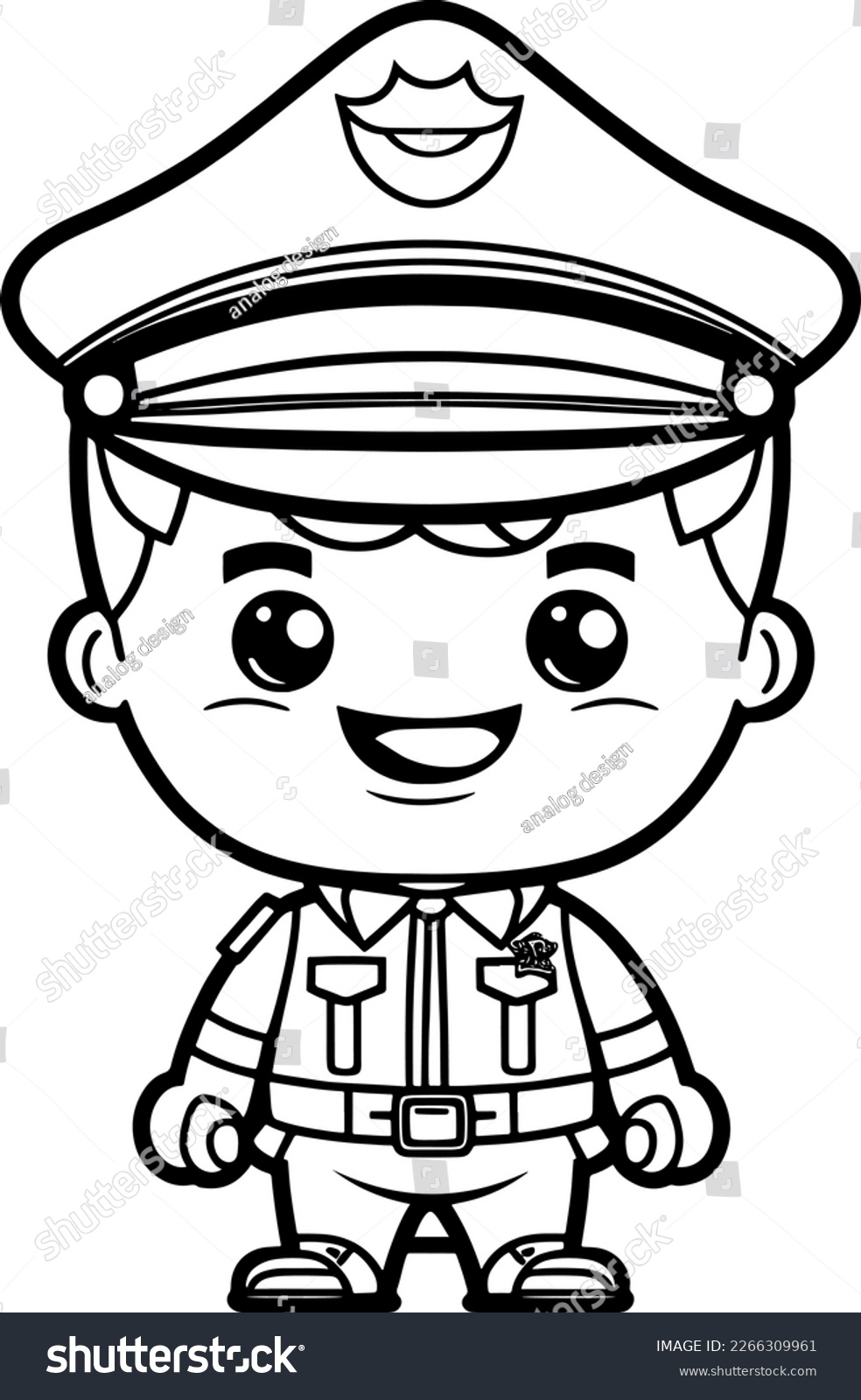 SVG of cute cartoon Cheerful Police Officer svg vector graphic svg