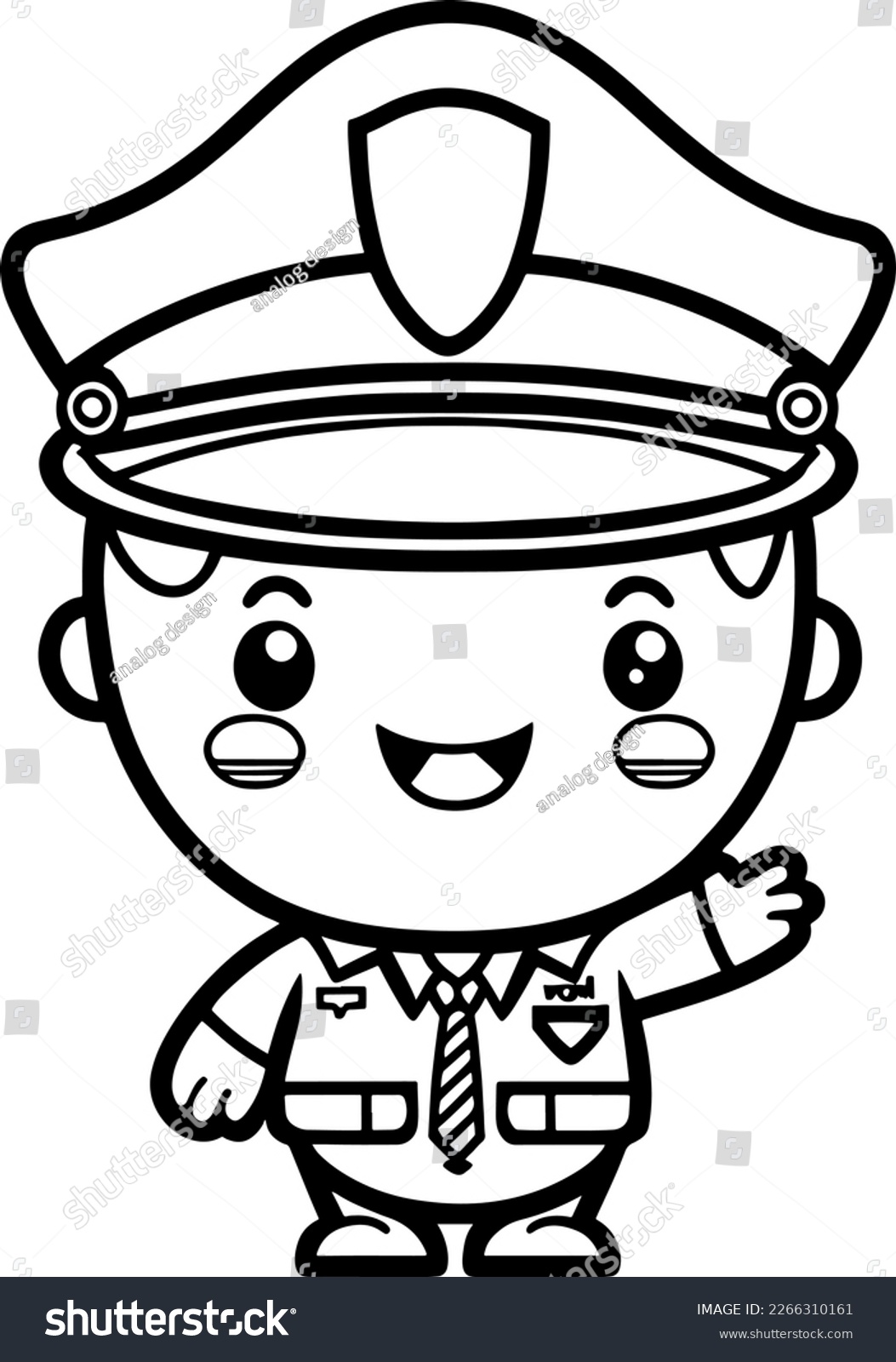 SVG of cute cartoon Cheerful Police Officer svg vector graphic svg