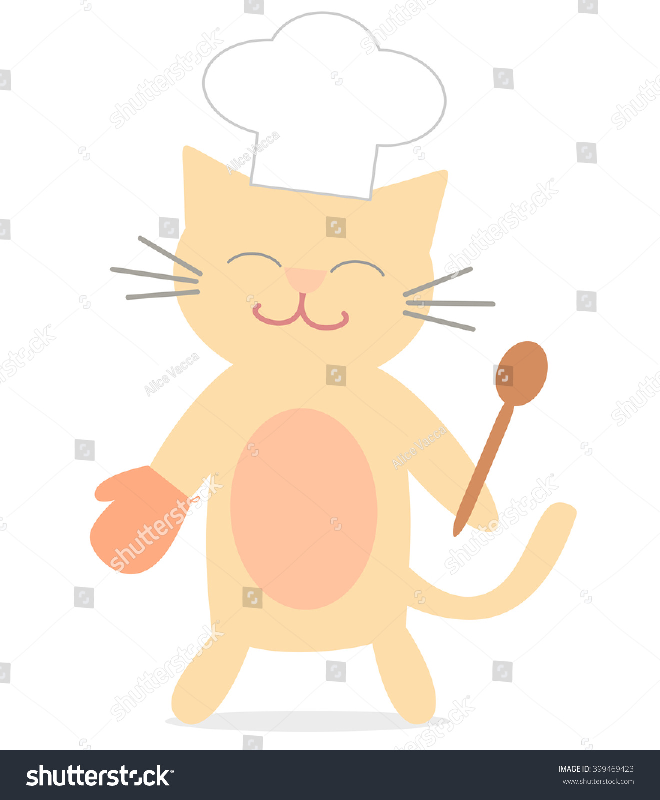 Cute Cartoon Chef Cat Funny Vector Stock Vector (Royalty Free) 399469423