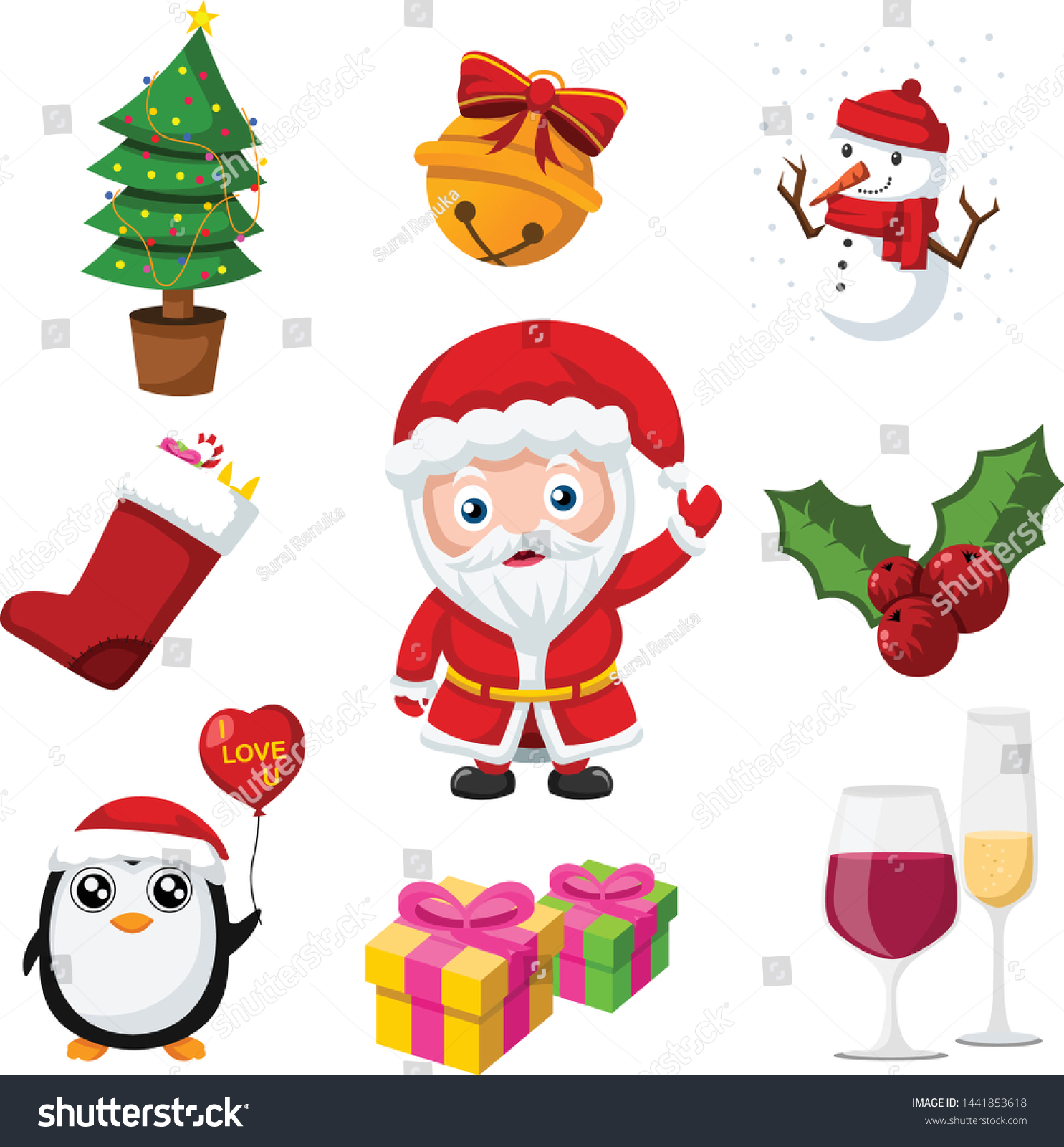 cute cartoon christmas printable stickers emojis stock vector royalty free 1441853618 shutterstock