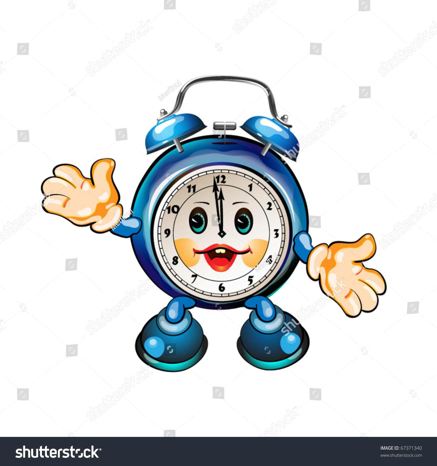 Cute Cartoon Clock Stock Vector Illustration 67371340 : Shutterstock