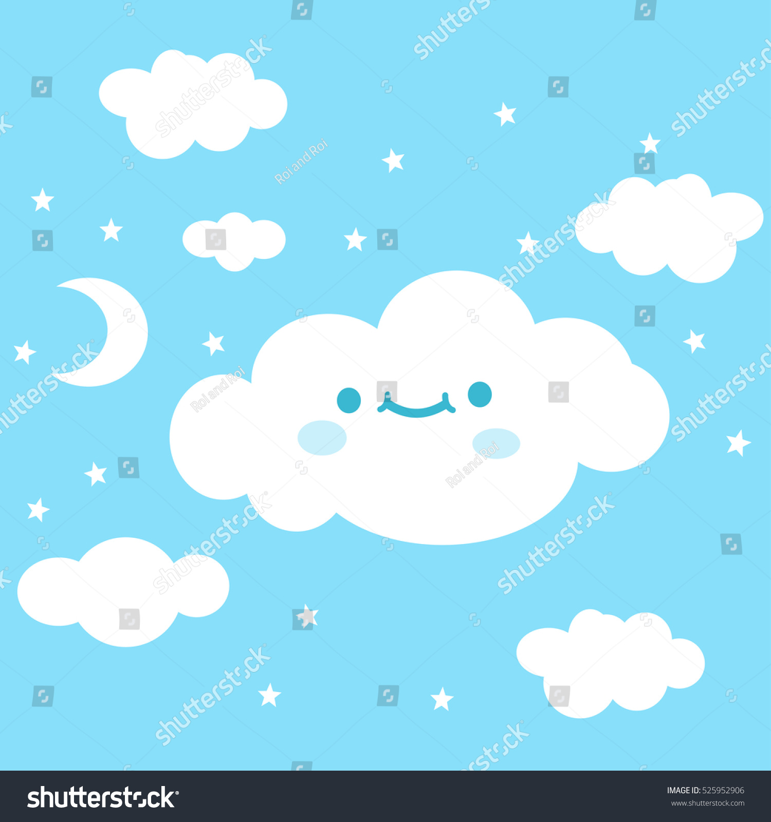 Cute Cartoon Cloud Emotion Vector Illustration Stock Vector (Royalty ...