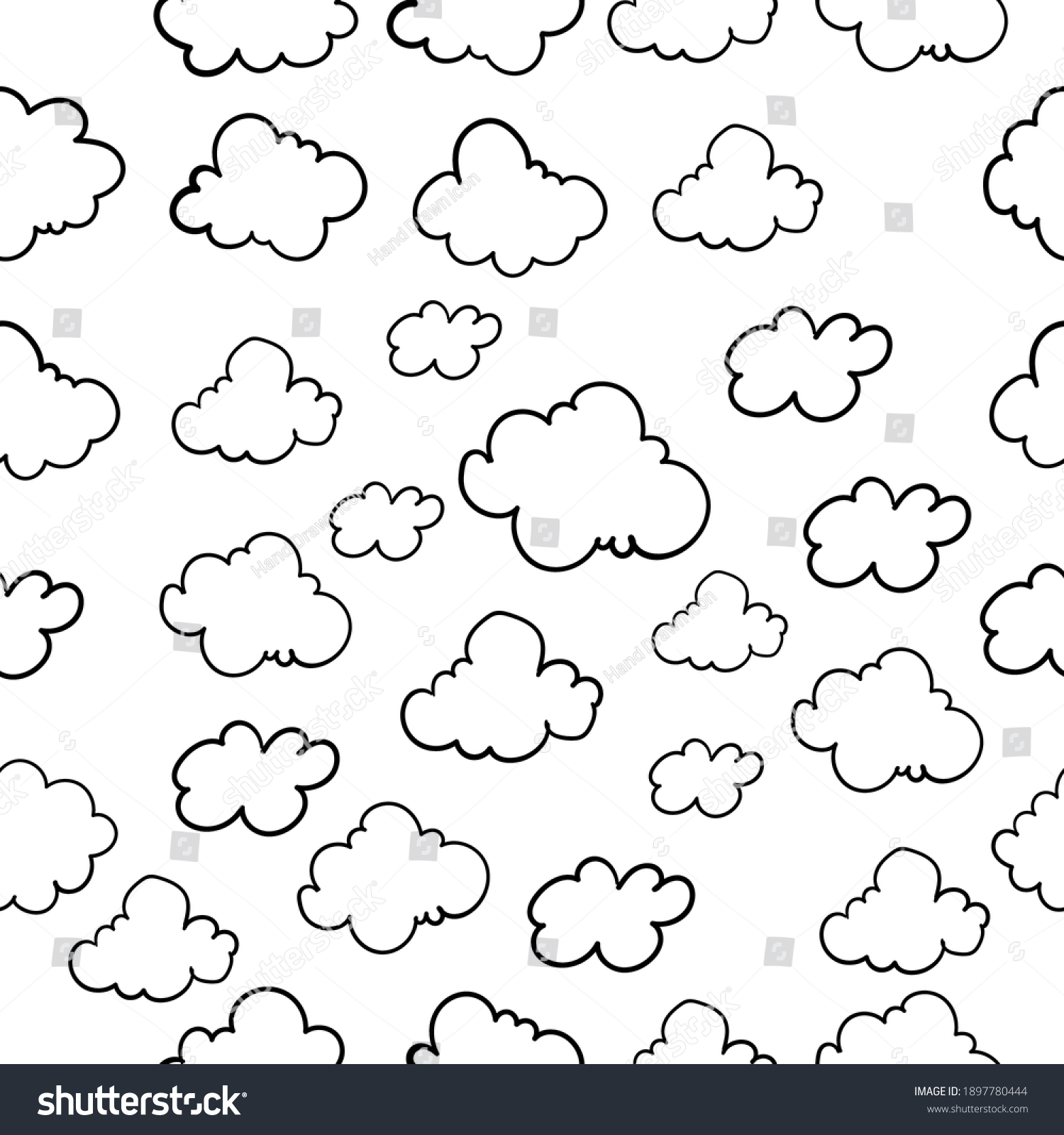 Cute Cartoon Cloud Seamless Pattern Colorful Stock Vector (Royalty Free ...