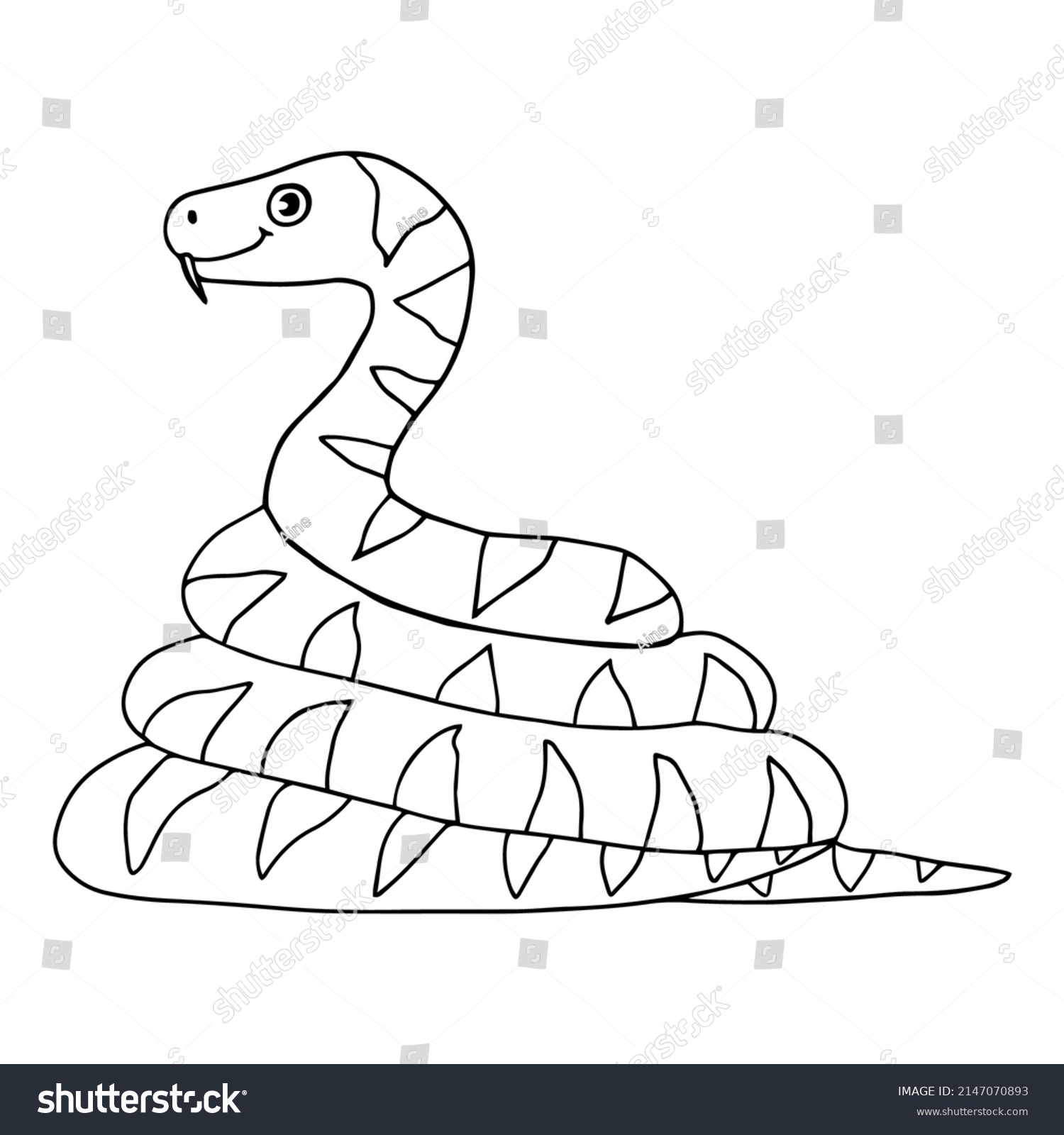 Cute Cartoon Coiled Snake Childlike Doodle Stock Vector (Royalty Free ...