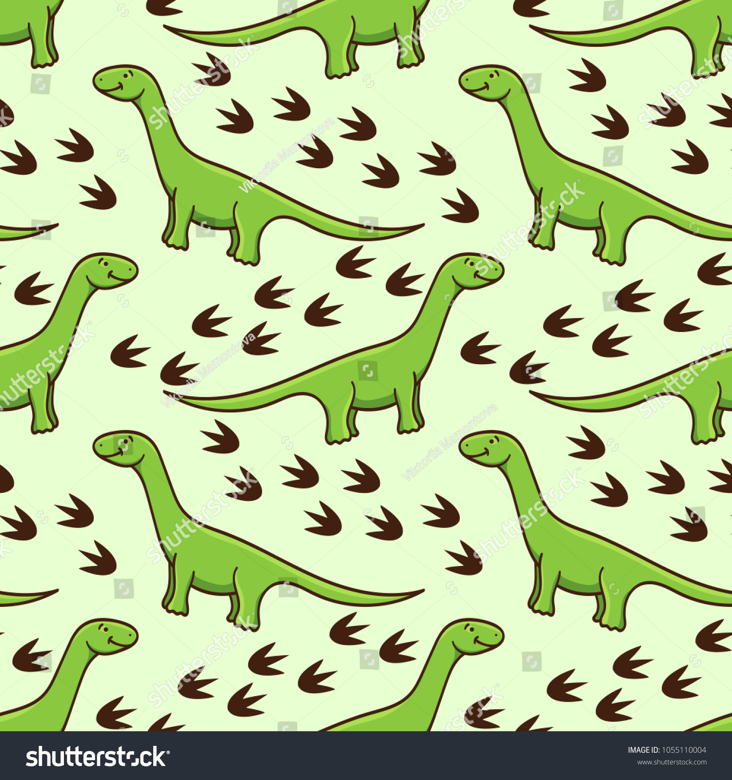 Cute Cartoon Dinosaurs Pattern Vector Illustration เวกเตอร์สต็อก (ปลอด