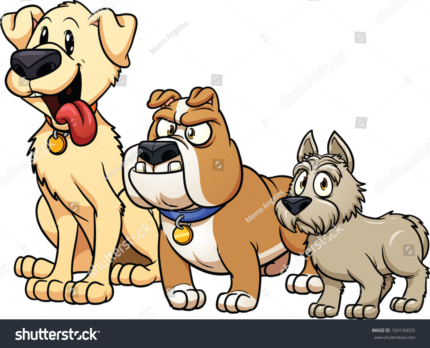 Download Cute Cartoon Dog Breeds Vector Illustration Stock Vector Royalty Free 104140025