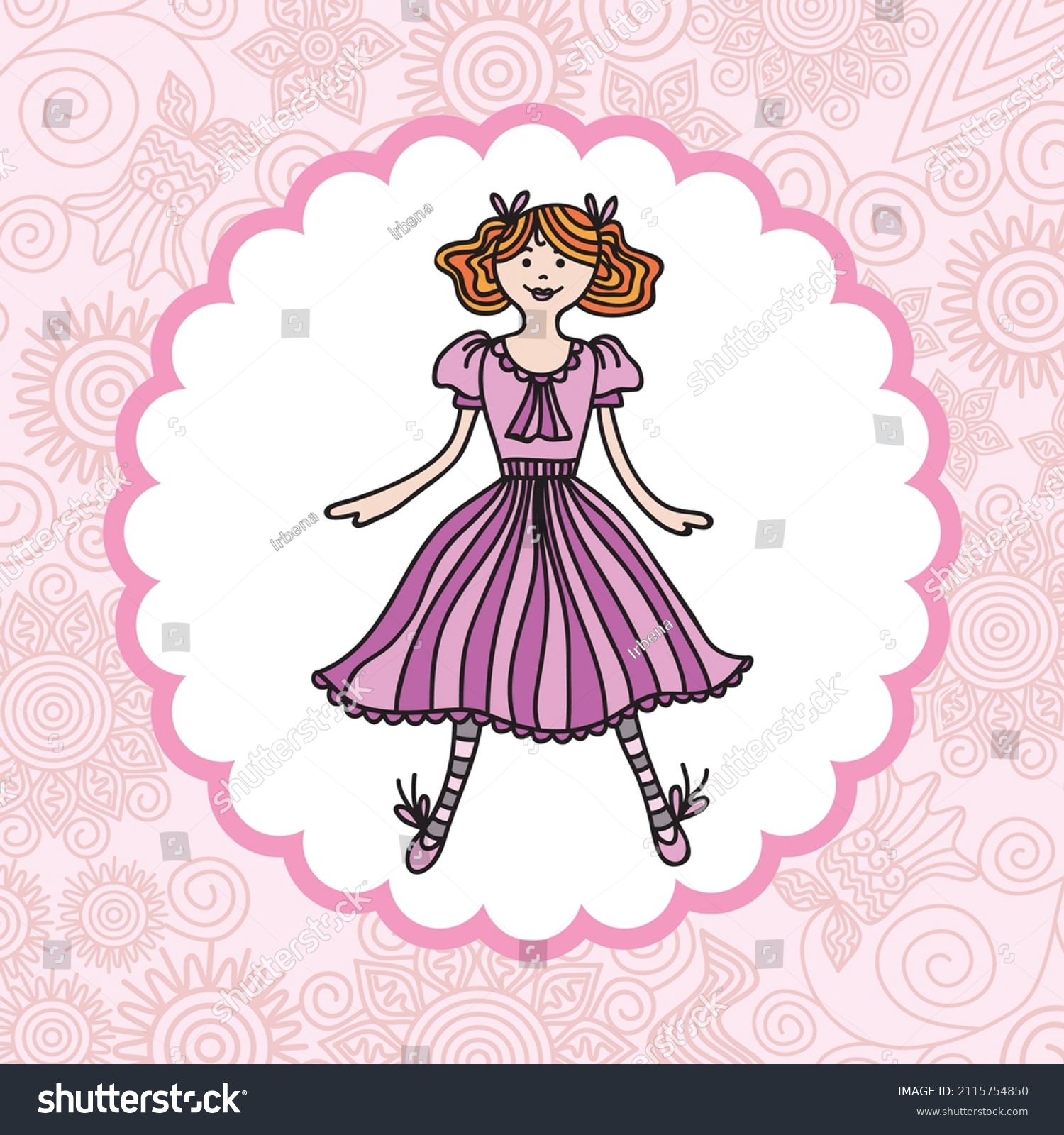 Cute Cartoon Doll Vector Illustration Stock Vector (Royalty Free