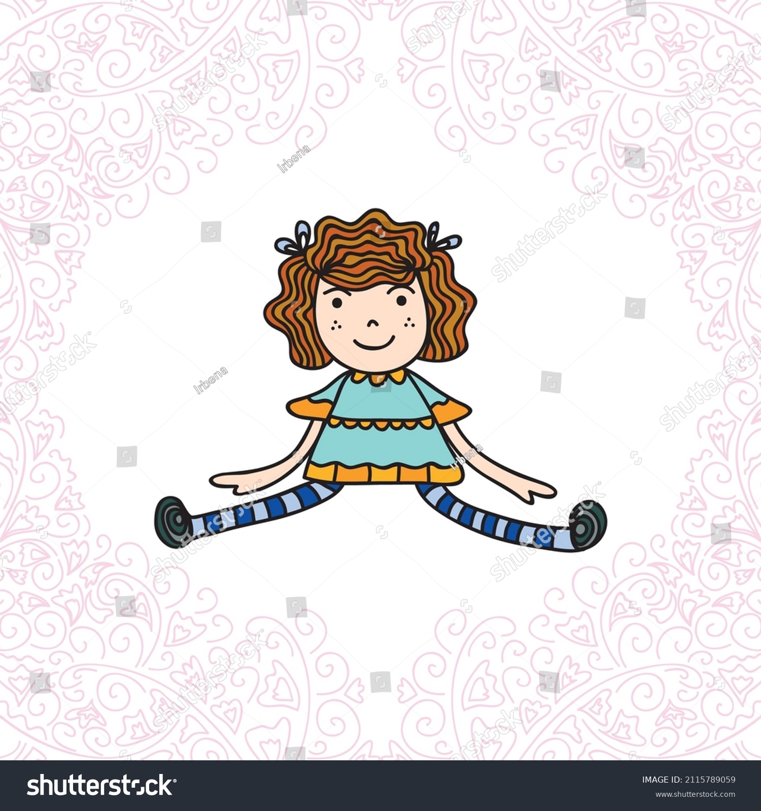 Cute Cartoon Doll Vector Illustration Stock Vector (Royalty Free