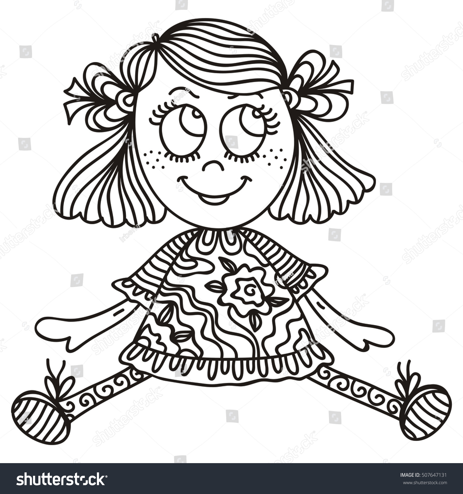 Cute Cartoon Doll Vector Illustration vector de stock (libre de