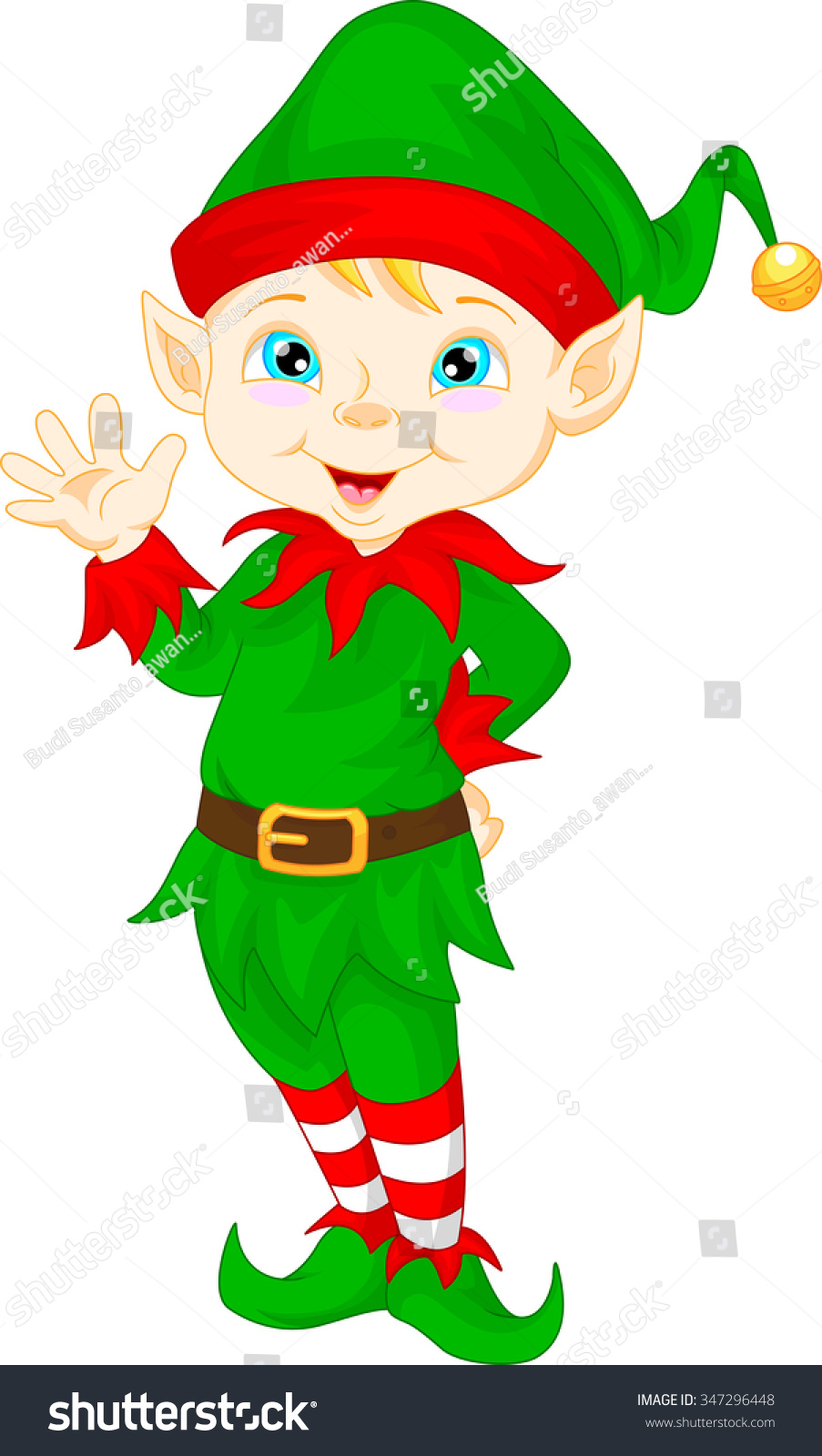 Cute Cartoon Elf Waving Stock Vector 347296448 - Shutterstock