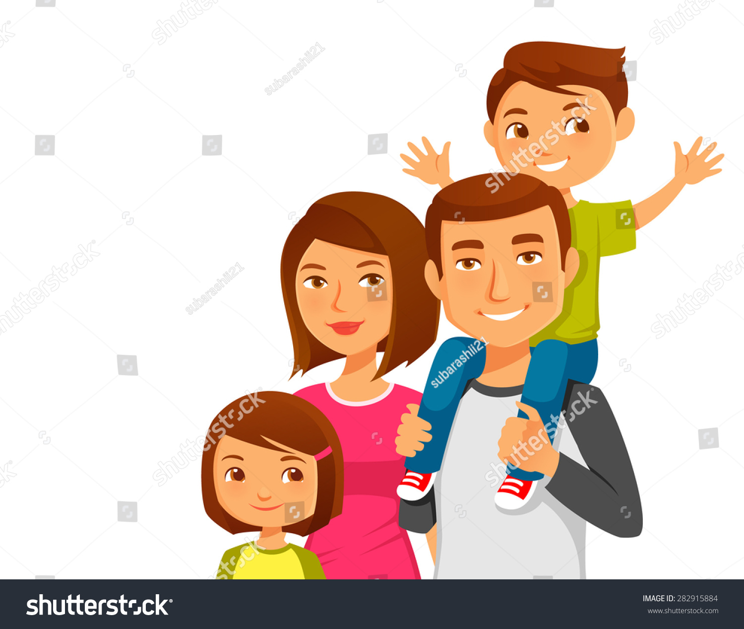 Cute Cartoon Family Of 4