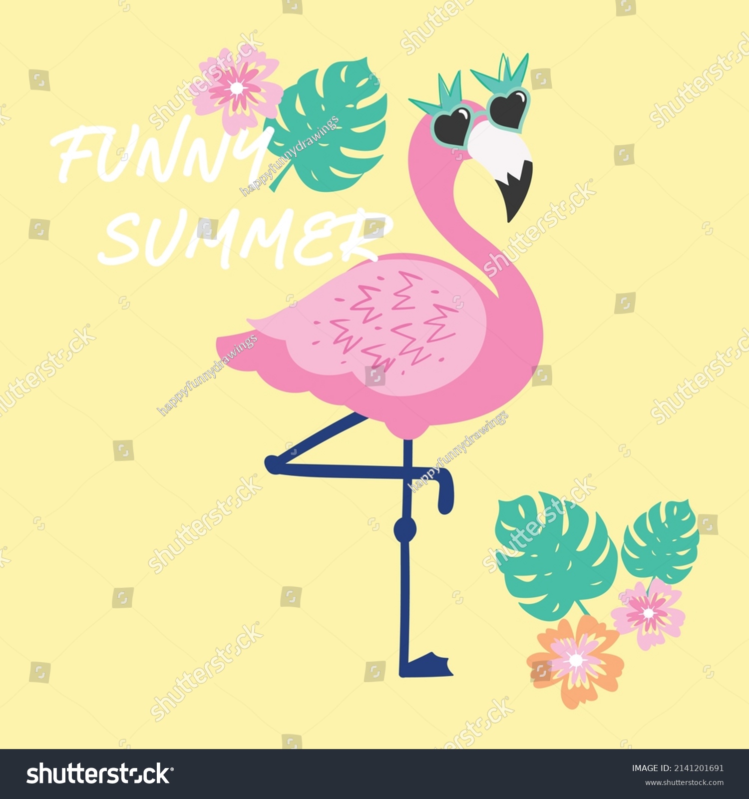 Cute Cartoon Flamingo Vector Illustration Stock Vector (Royalty Free ...