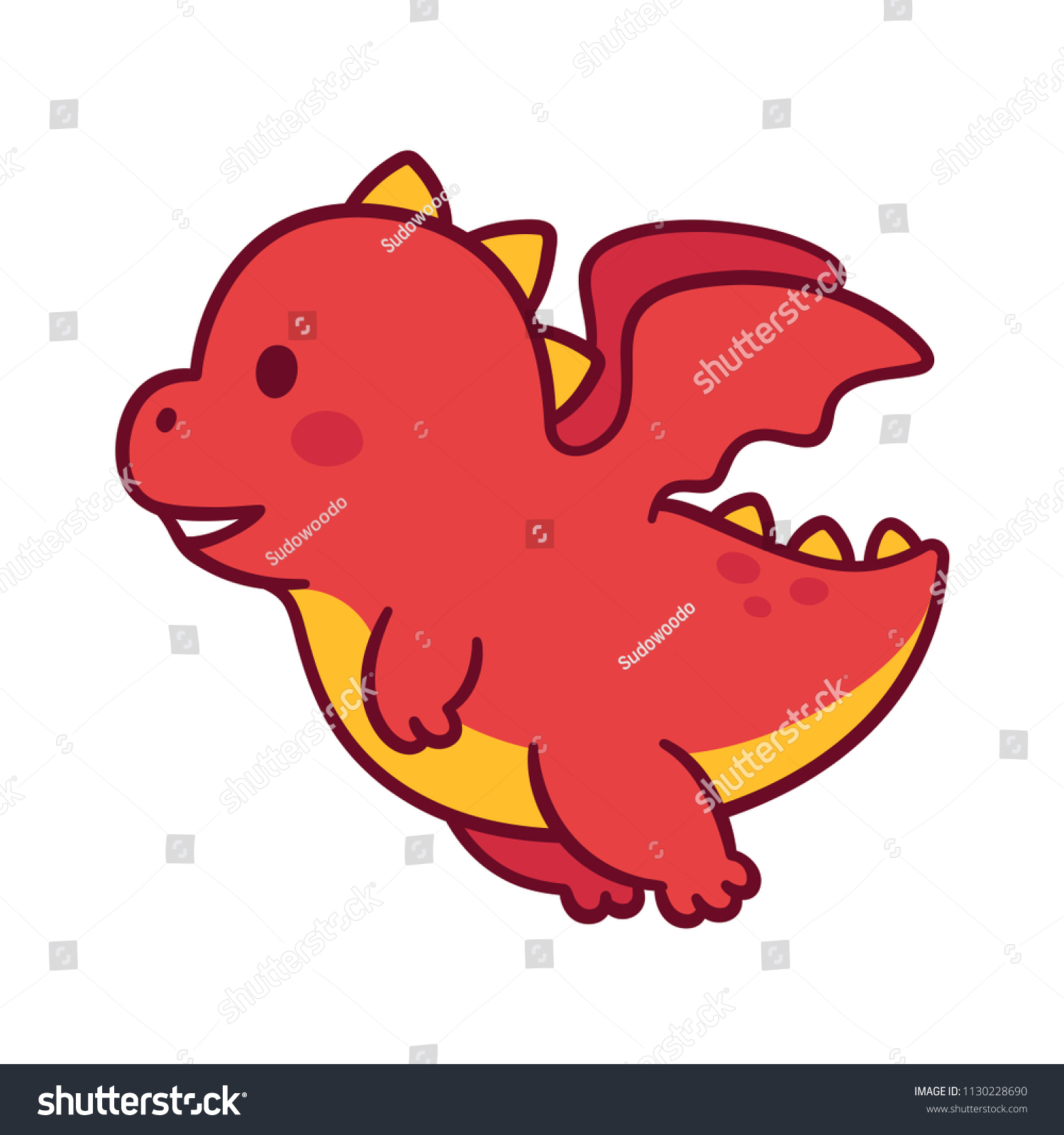 Cute Cartoon Flying Baby Dragon Funny Image Vectorielle De Stock Libre De Droits