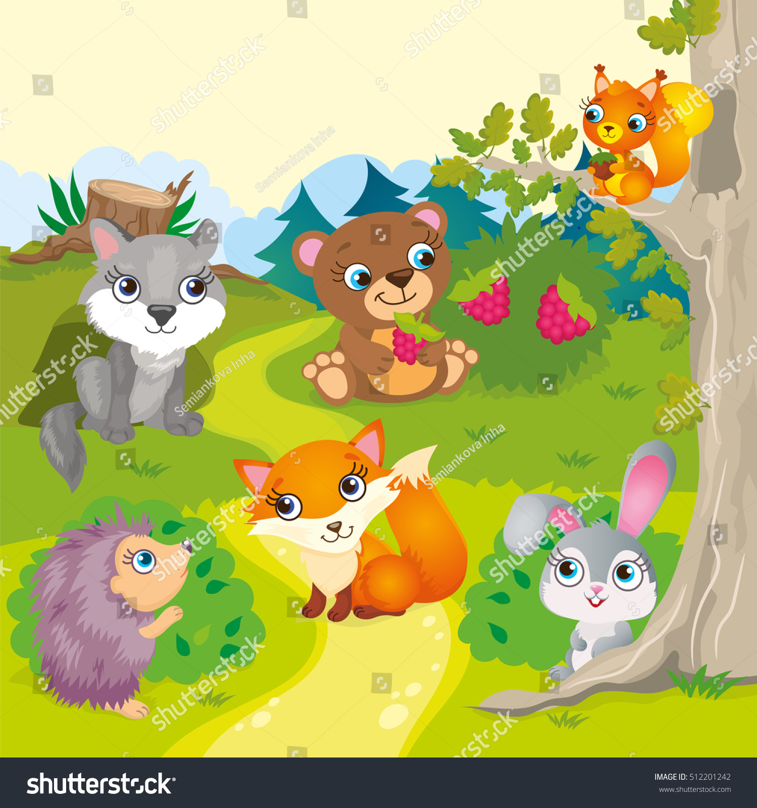 Cute Cartoon Forest Animals Stock Vector 512201242 - Shutterstock