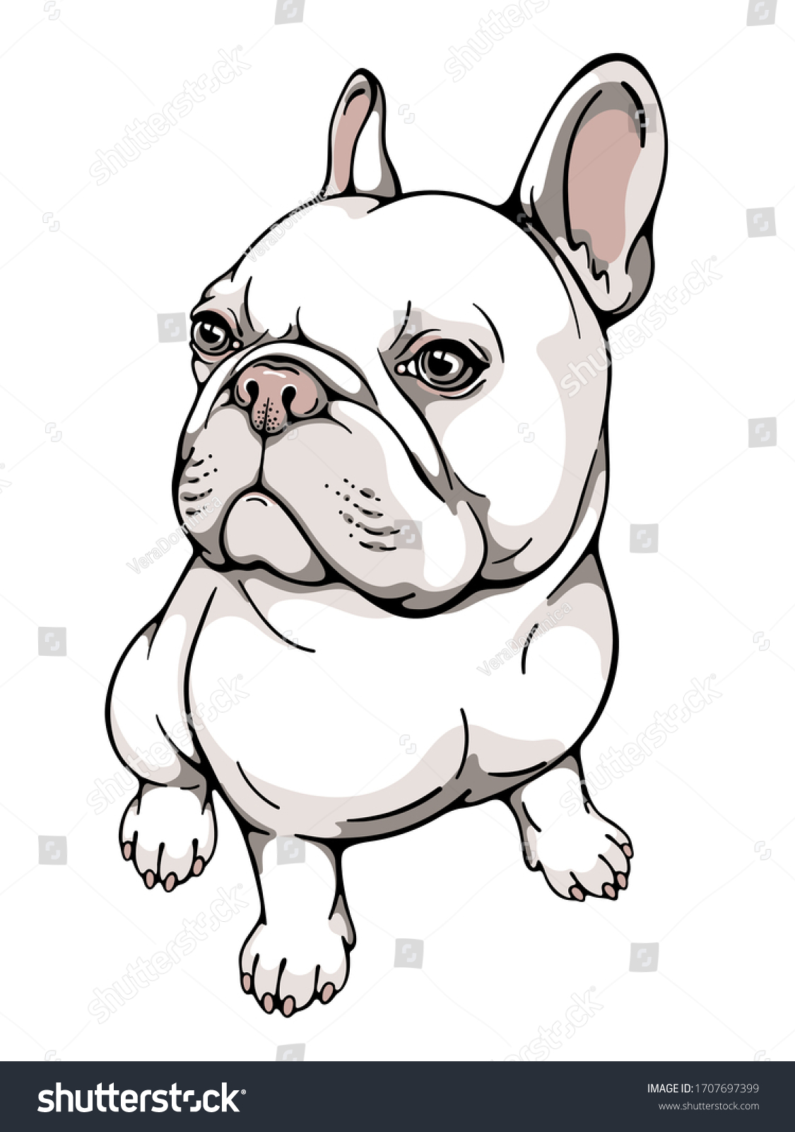 Cute Cartoon French Bulldog Vector Illustration Stock Vector (Royalty ...