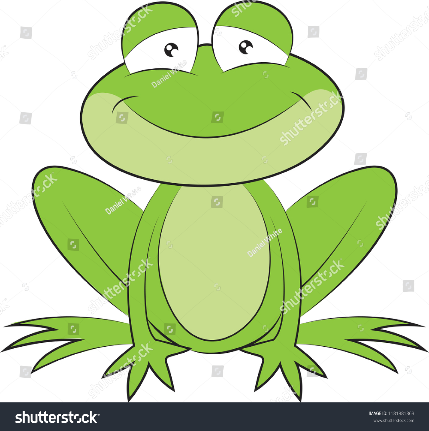 Cute Cartoon Frog Sitting Smiling Stock Vector (Royalty Free ...