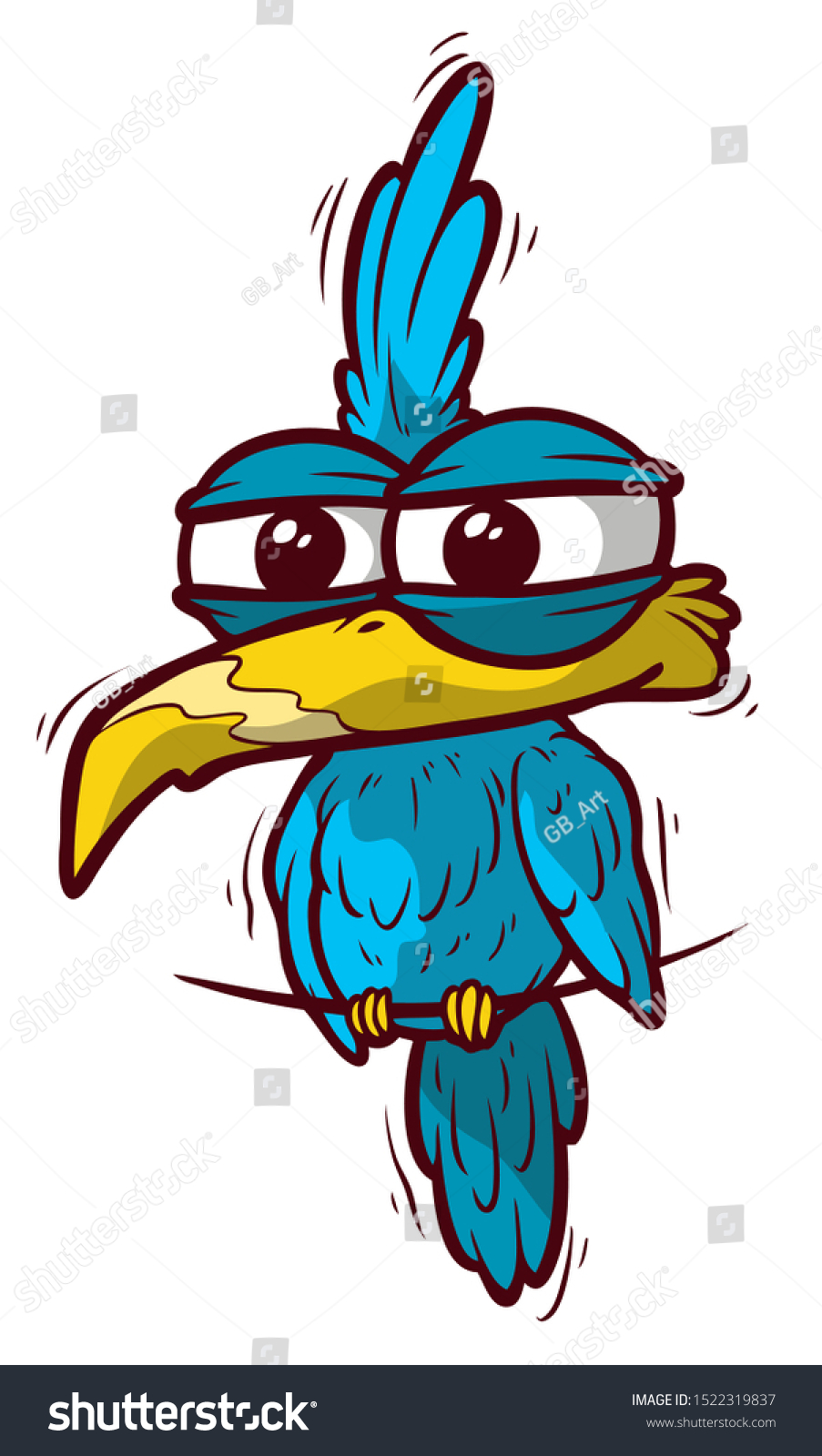 Cute Cartoon Funny Blue Parrot Stock Vector (Royalty Free) 1522319837 ...