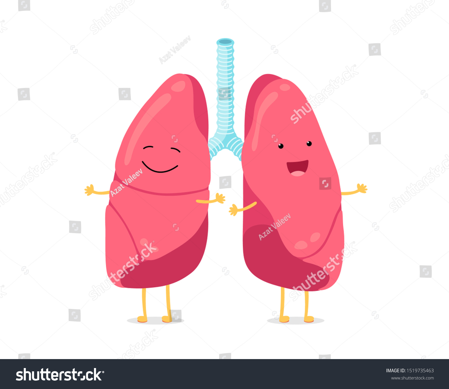 Cute Cartoon Funny Lungs Character Strong Stock Vector (Royalty Free ...