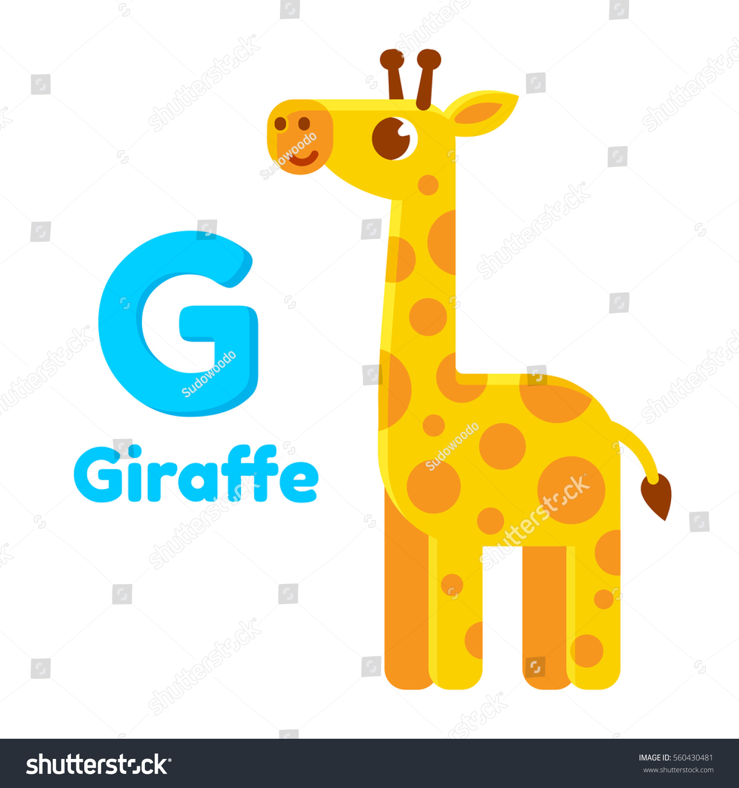 Cute Cartoon Giraffe Letter G Animal Stock Vector (Royalty Free ...