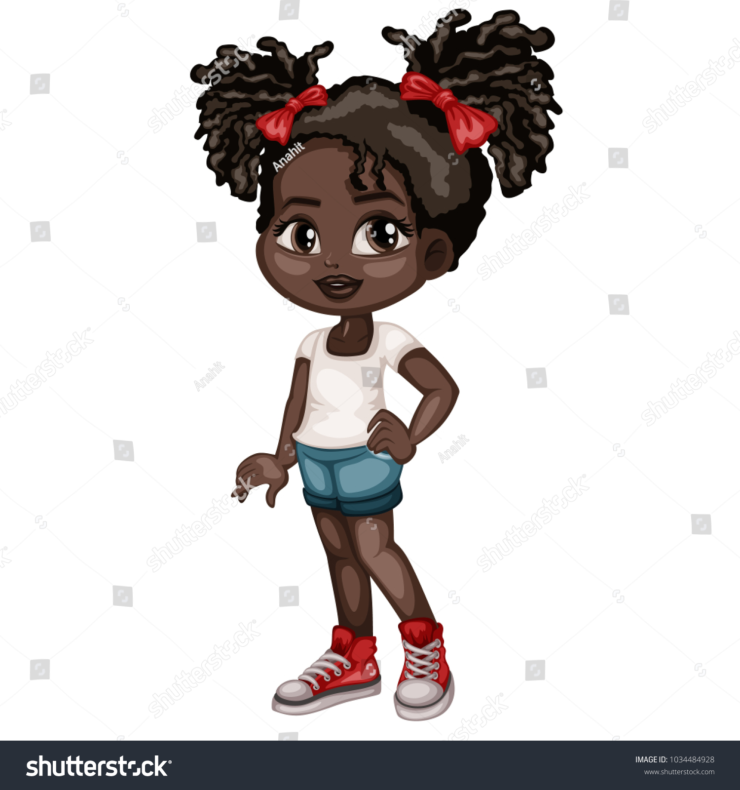 Cute Cartoon Girl Sport Clothes Happy Stock Vector (Royalty Free ...