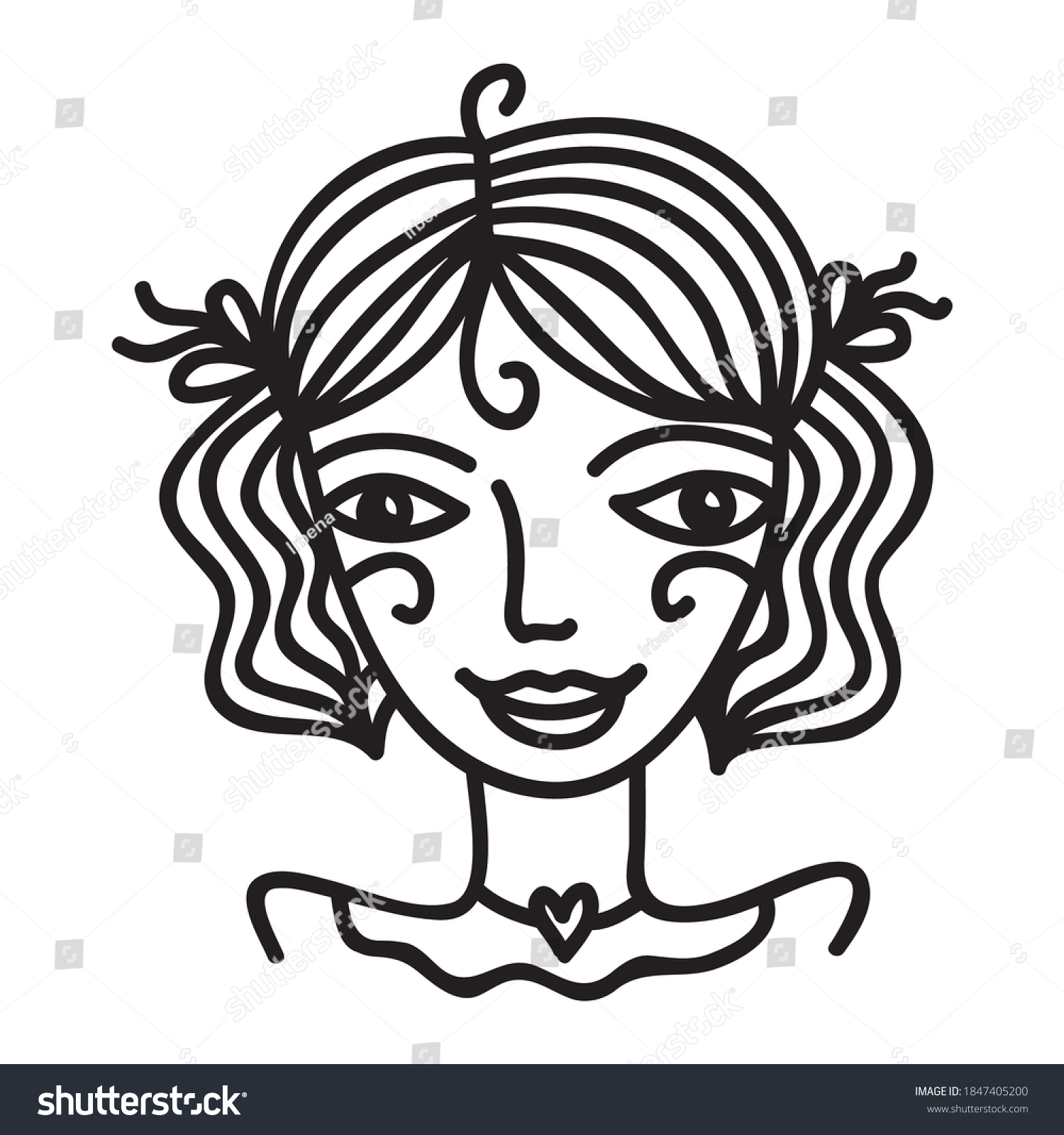 Cute Cartoon Girl Vector Illustration Stock Vector Royalty Free 1847405200 Shutterstock 4779