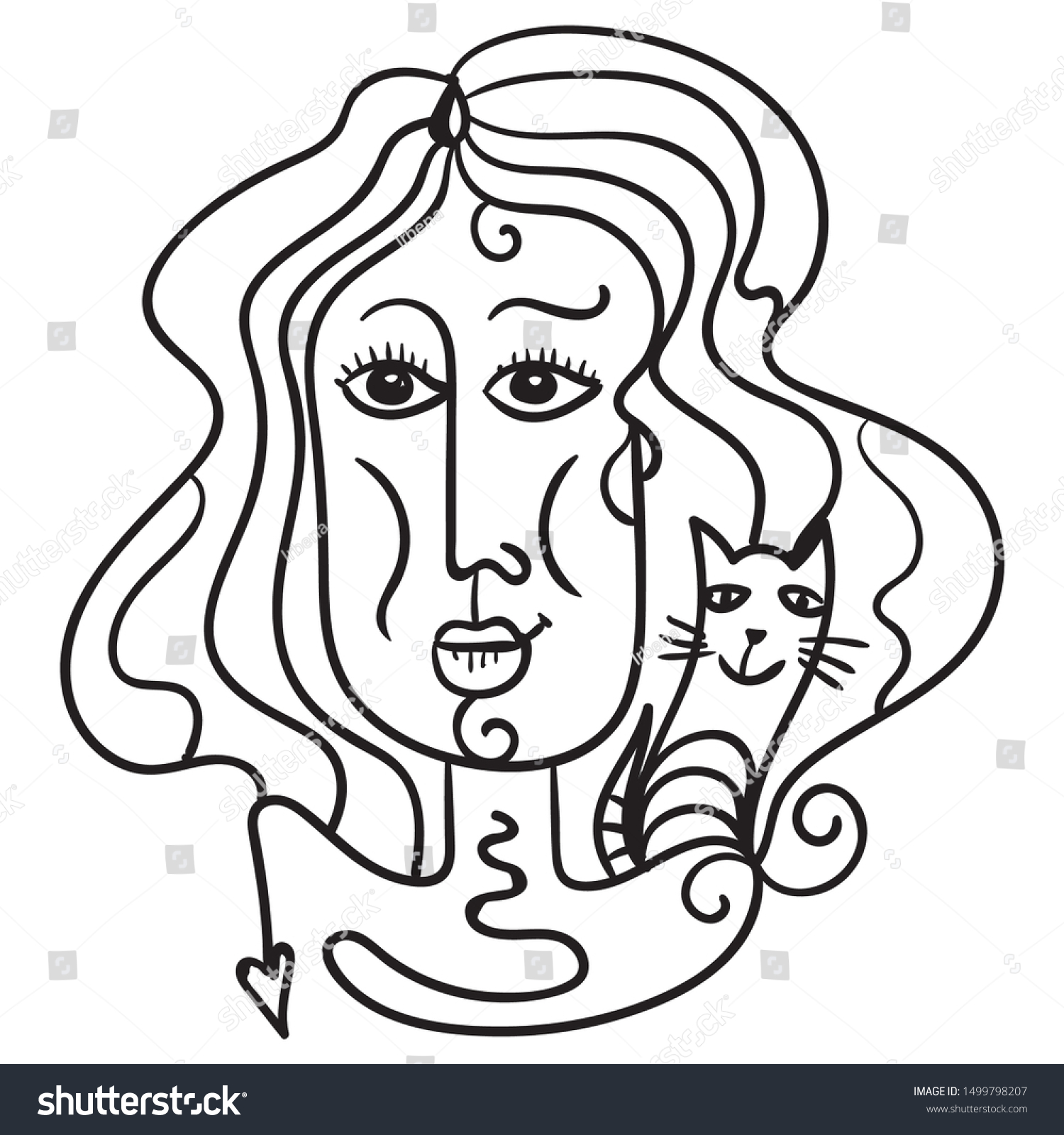Cute Cartoon Girl Cat Sketch Vector Stock Vector Royalty Free 1499798207 Cute Cartoon Girl Cat Sketch Vector Stock Vector Royalty Free 1499798207