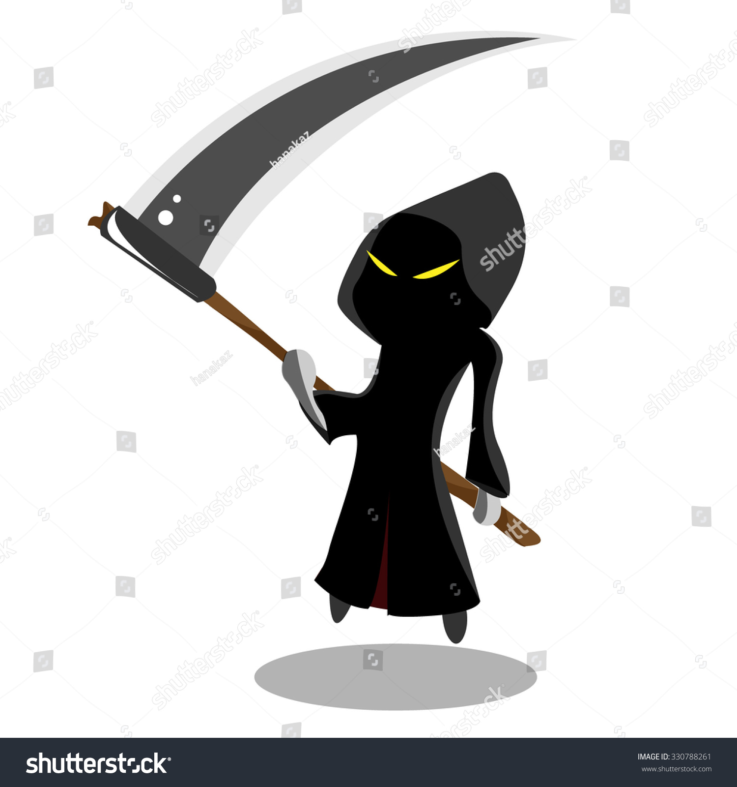 Cute Cartoon Grim Reaper Scythe Isolated Stock Vector (Royalty Free ...