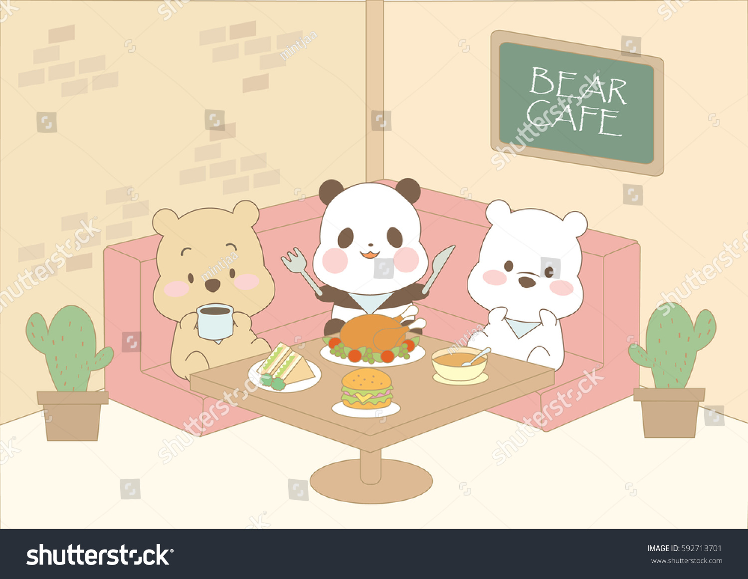 Cute Cartoon Grizzly Panda Ice Polar Stock Vector Royalty Free