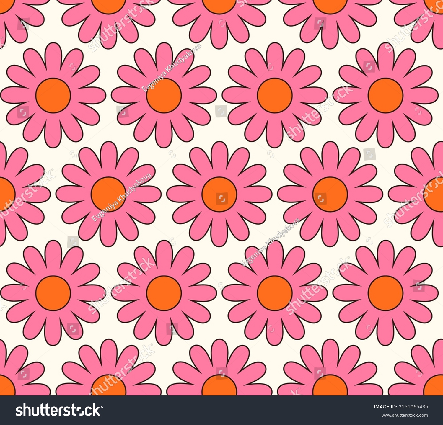 Cute Cartoon Groovy Seamless Pattern 70s Stock Vector (Royalty Free ...