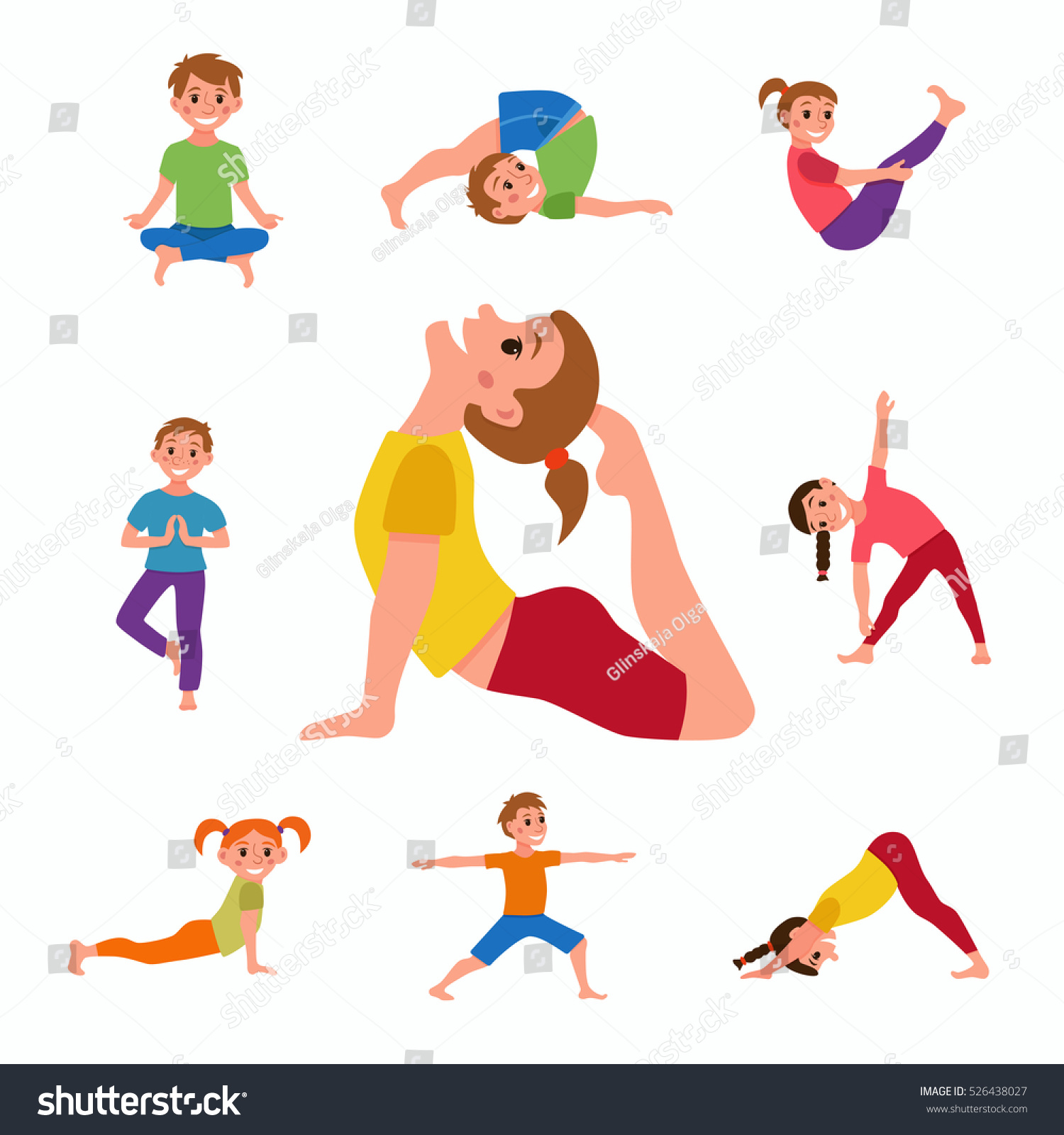 Cute Cartoon Gymnastics Children Healthy Lifestyle Stock Vector ...