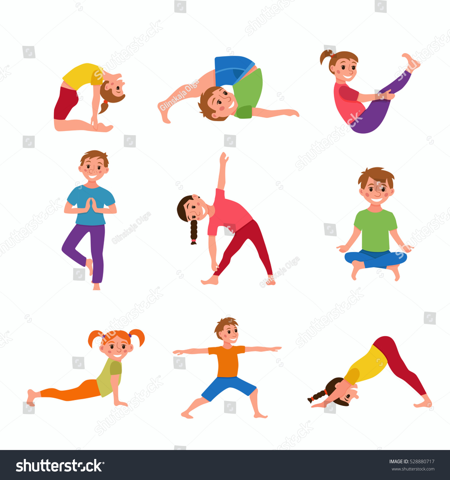 Cute Cartoon Gymnastics Children Healthy Lifestyle Stock Vector ...