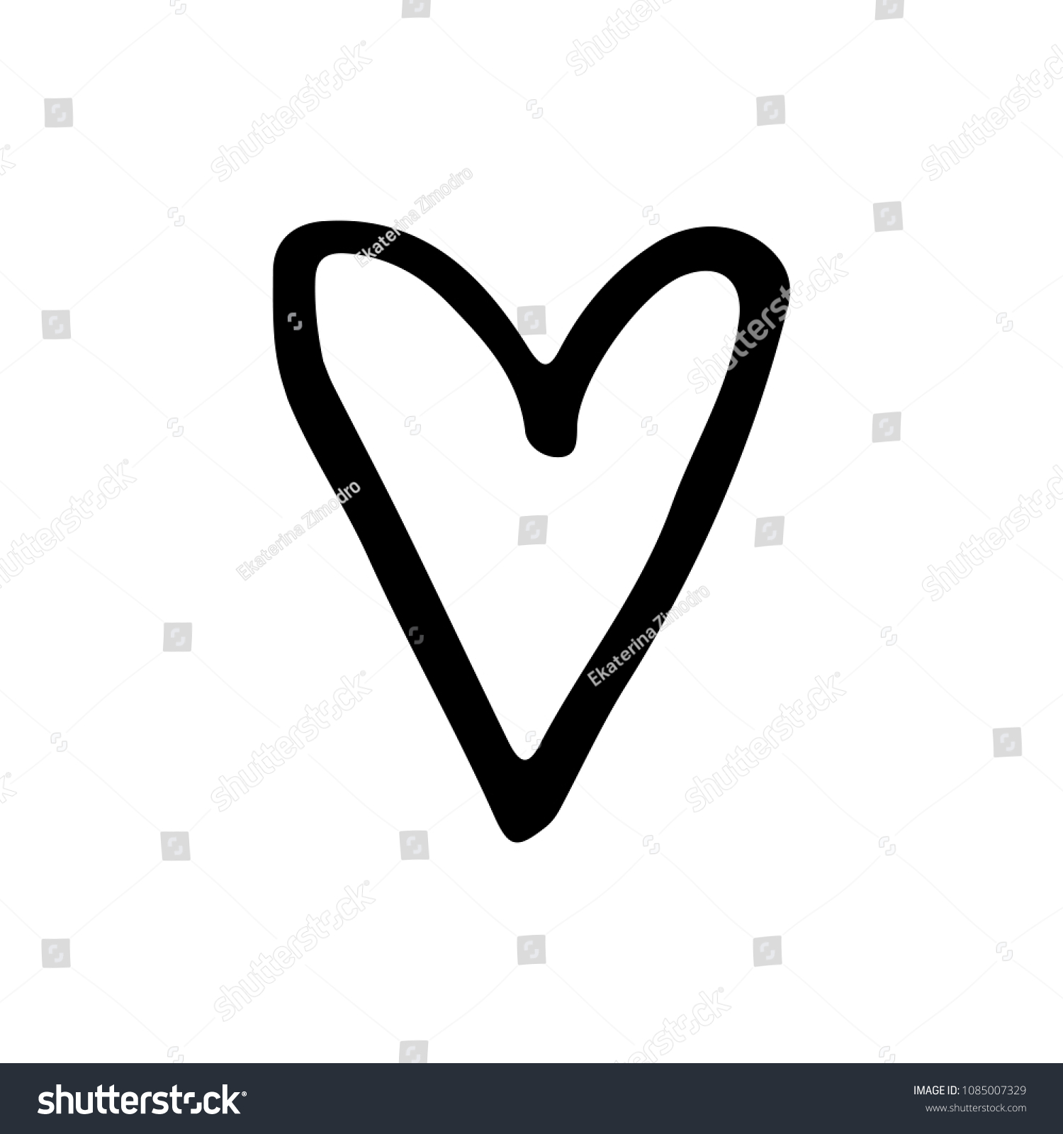 Cute Cartoon Hand Drawn Heart Icon เวกเตอร์สต็อก (ปลอดค่าลิขสิทธิ์