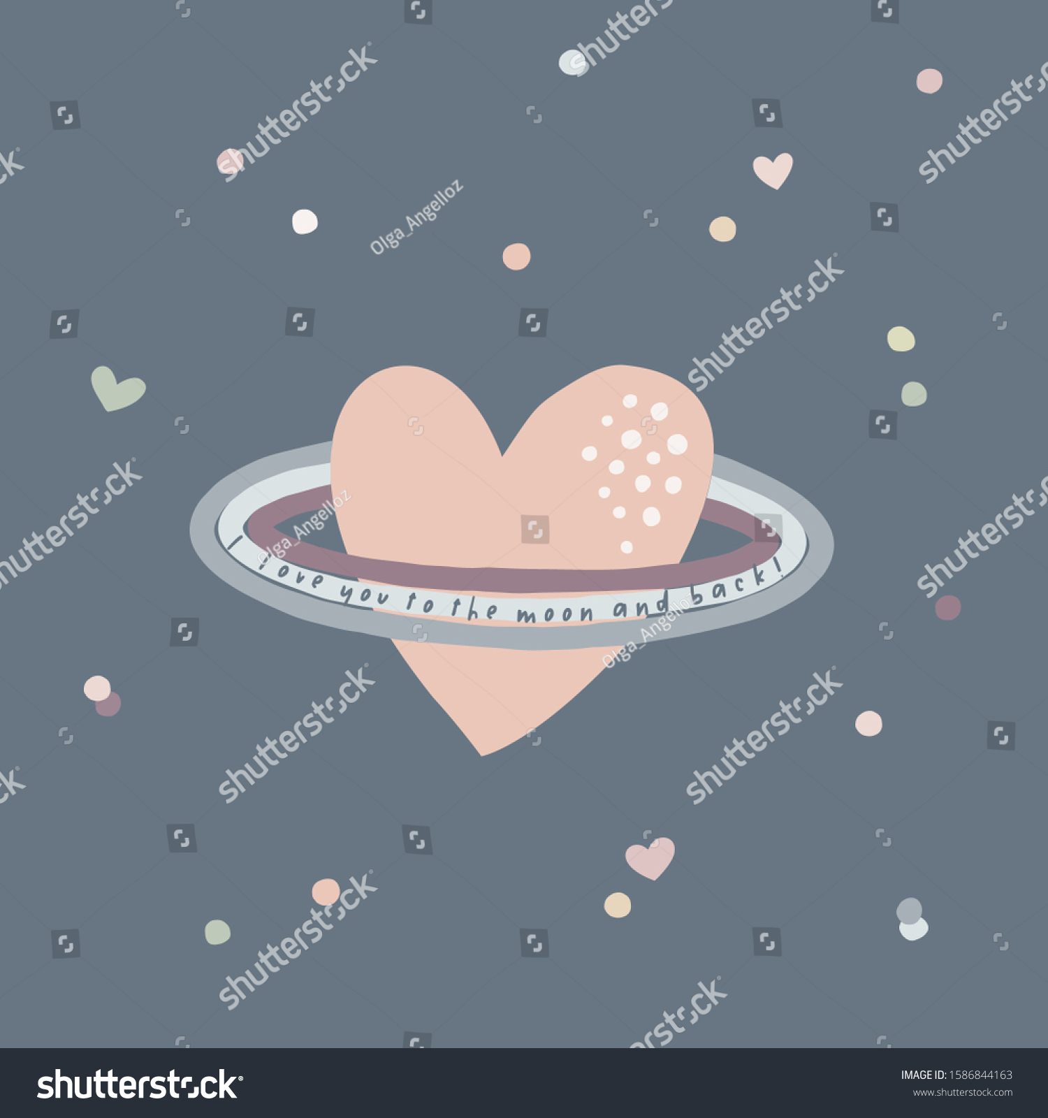 Cute Cartoon Heart Shaped Planet Illustration Stock Vector Royalty Free