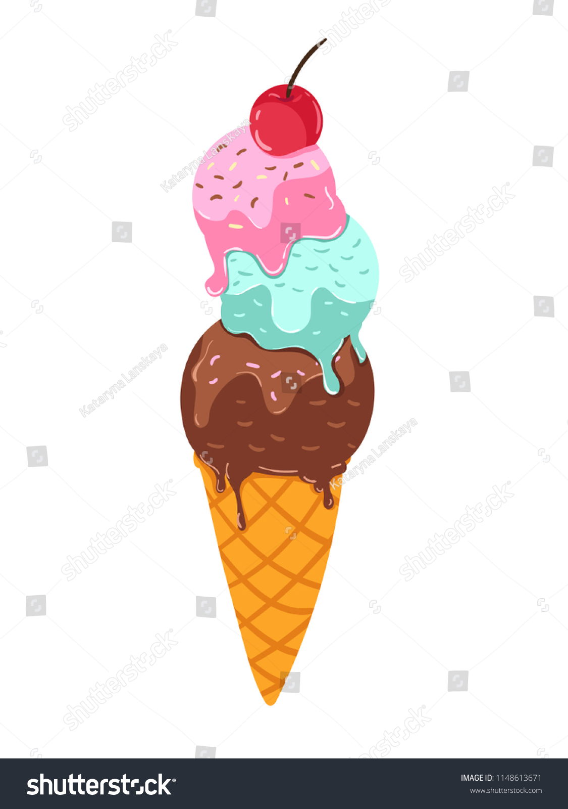 Cute Cartoon Ice Cream Waffle Sweet Stock Vector Royalty Free 1148613671 - creamys ice cream decal roblox