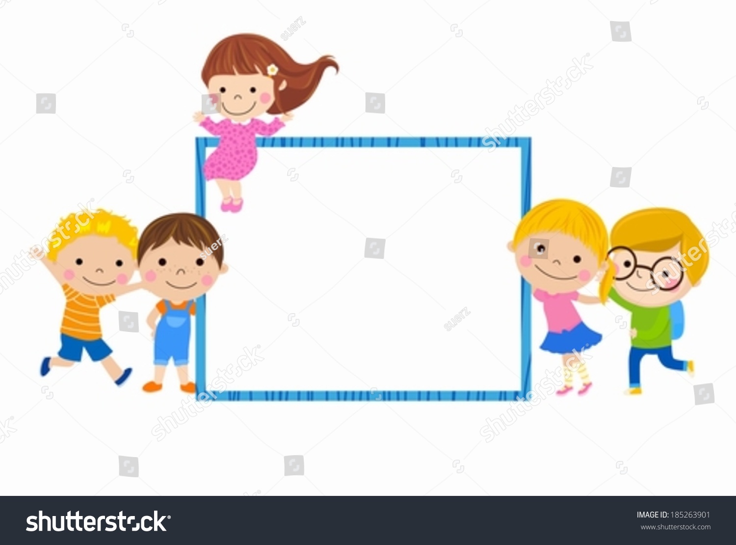 Cute Cartoon Kids Frame Stock Vector 185263901   Shutterstock